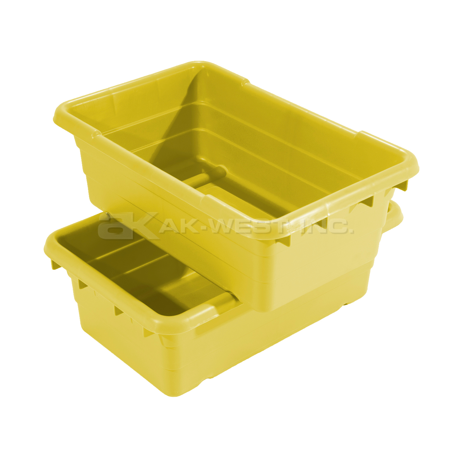 Yellow, 25" x 16" x 9", Jumbo Lug Cross Stack and Nest Container, Polypropylene Version