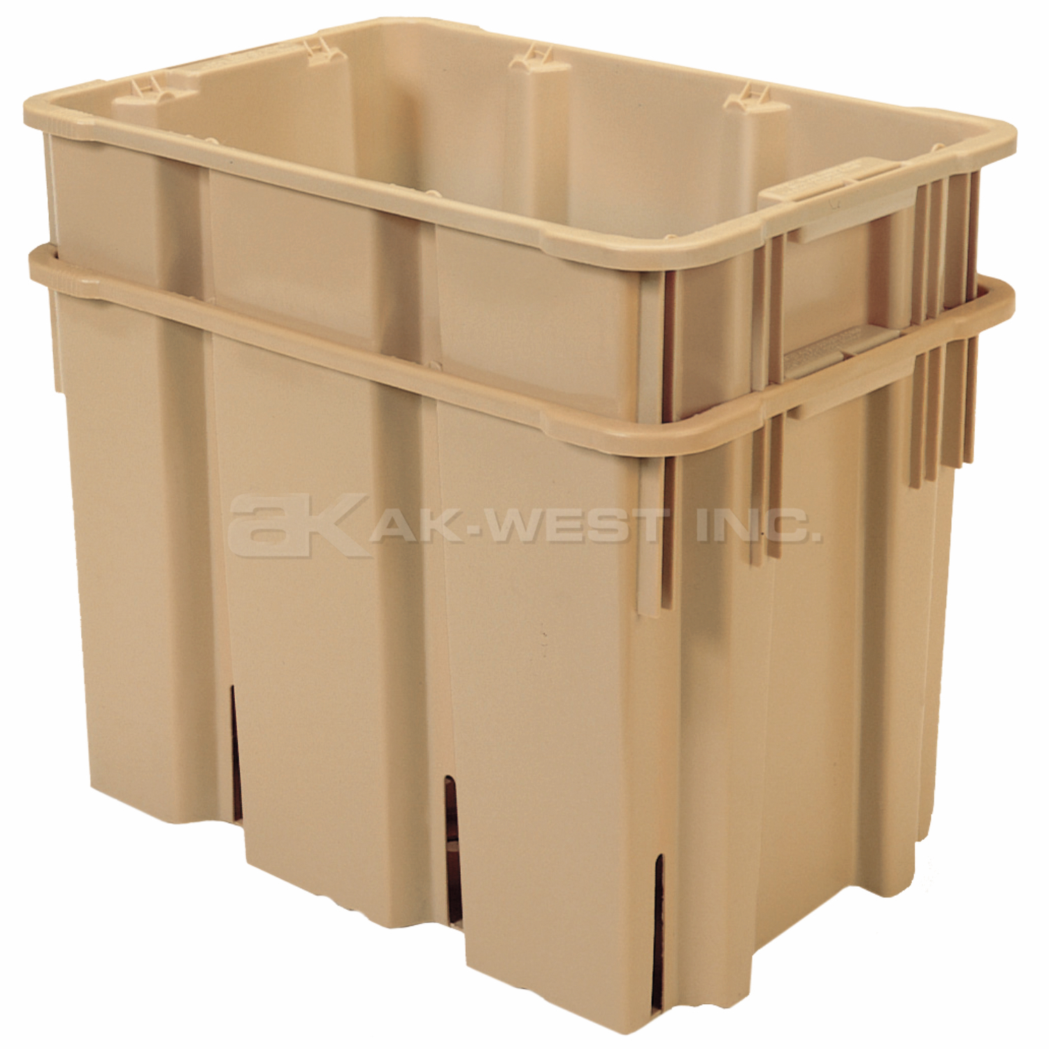 Beige, 22" x 14-1/2" x 14-1/2", Ventilated Bottom Stack and Nest Container