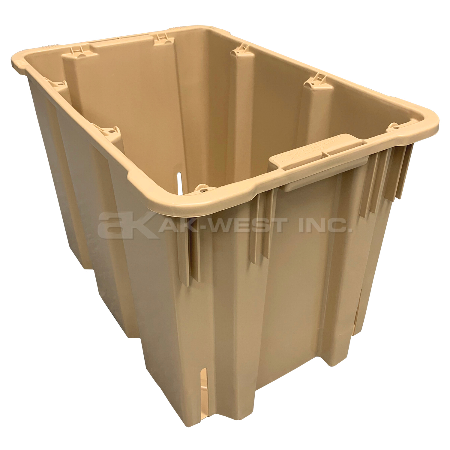 Beige, 22" x 14-1/2" x 14-1/2", Ventilated Bottom Stack and Nest Container