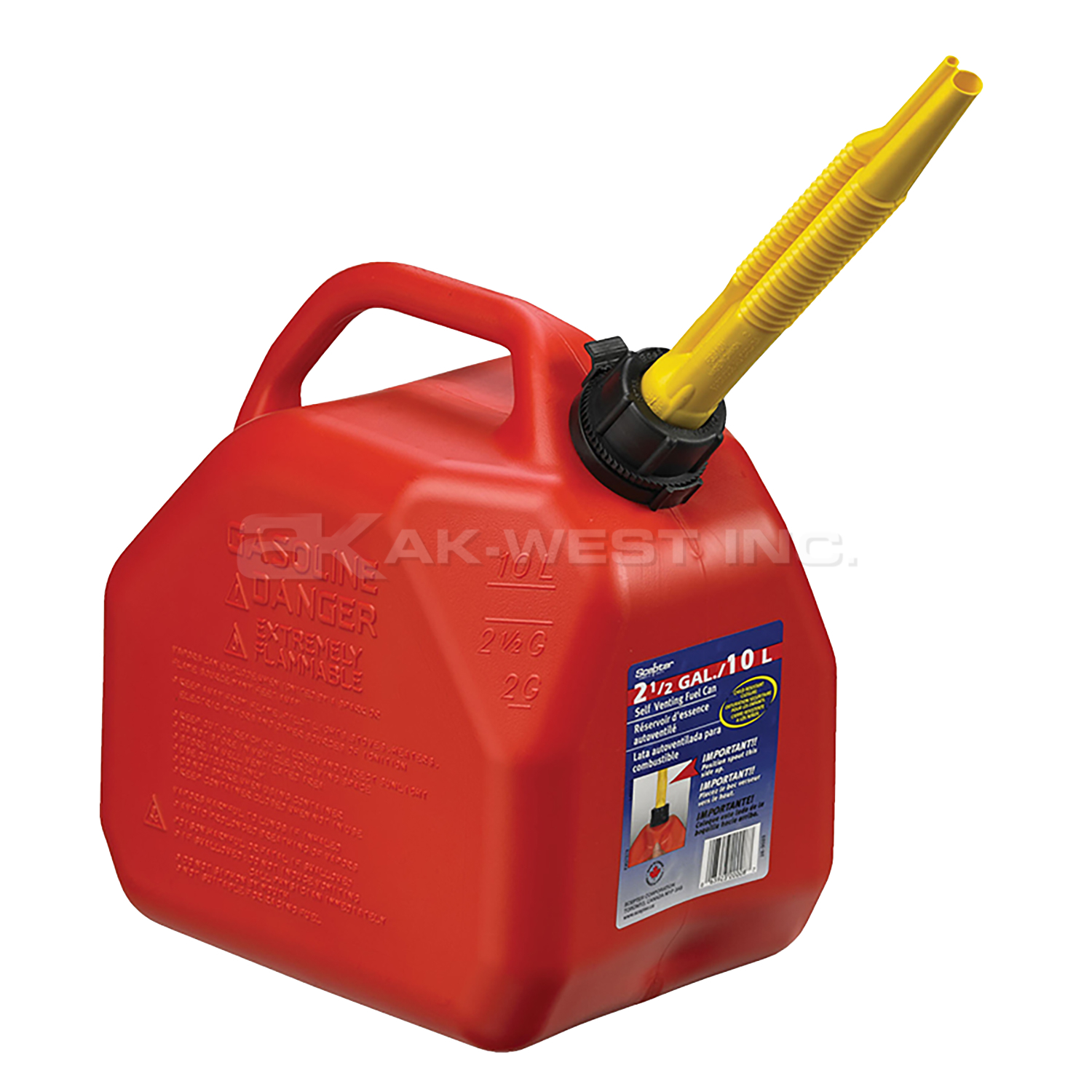 Red, 10 Litre Gasoline Can