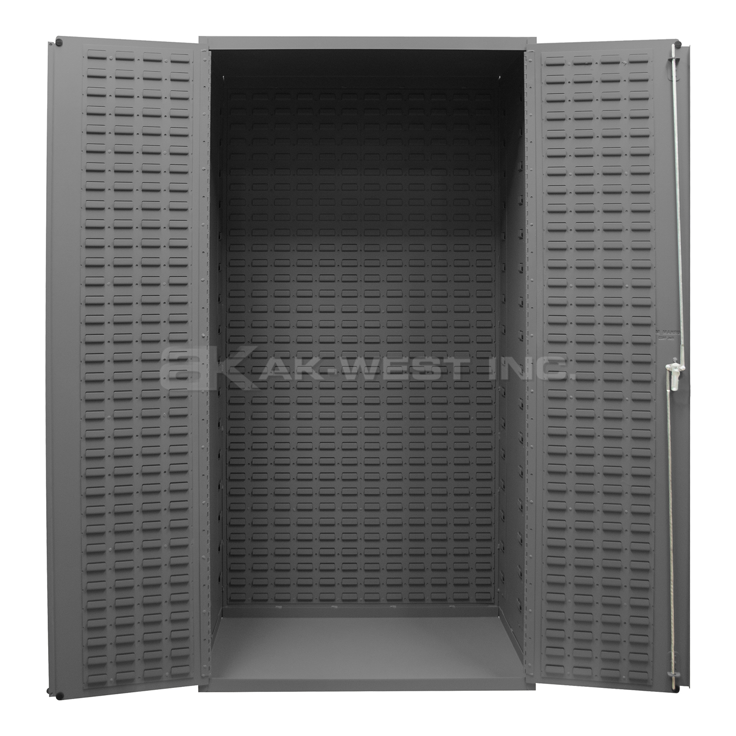 Grey, 36" x 24" x 72" Heavy Duty, 14Ga. Steel, Lockable, Flush Door, Customizable Cabinet w/ Louvered Doors and Back