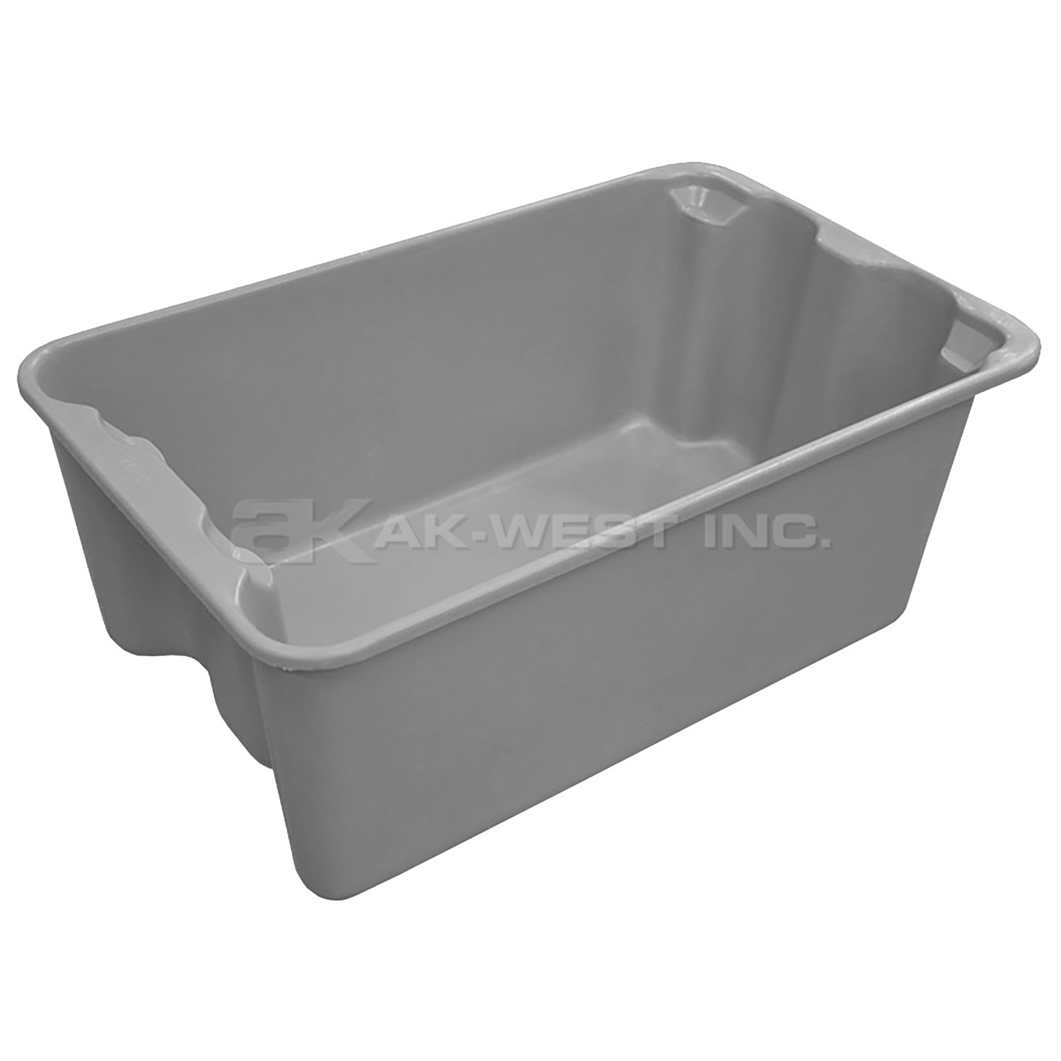 Grey, 20-1/2"L x 12-7/8"W x 8"H, Fiberglass Reinforced Stack and Nest Container