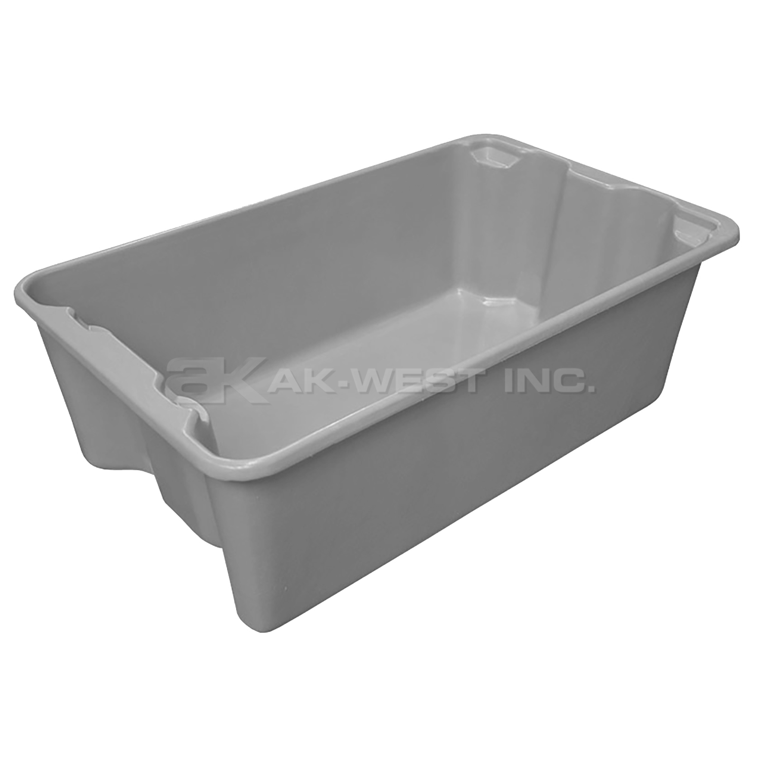 Grey, 24-1/4"L x 14-3/4"W x 8"H, Fiberglass Reinforced Stack and Nest Container