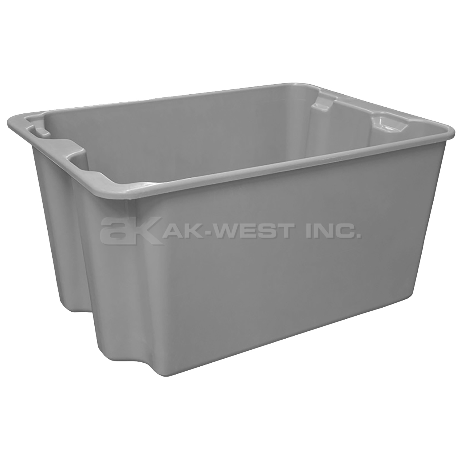 Grey, 27-1/2"L x 20"W x 14-1/8"H, Fiberglass Reinforced Stack and Nest Container