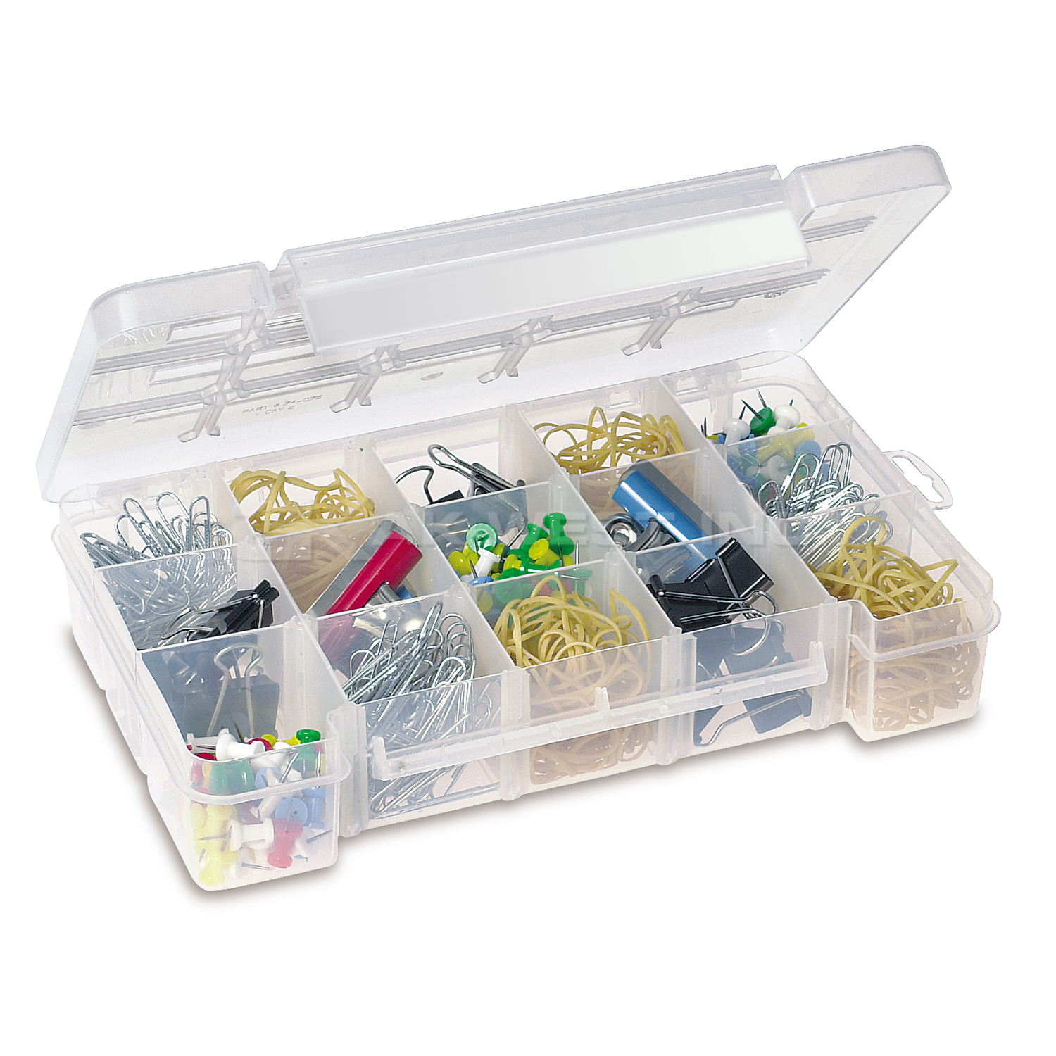 Clear, 8-5/8" x 5-1/8" x 1-5/8" Storage Case, 15 Compartments (12 Per Carton)
