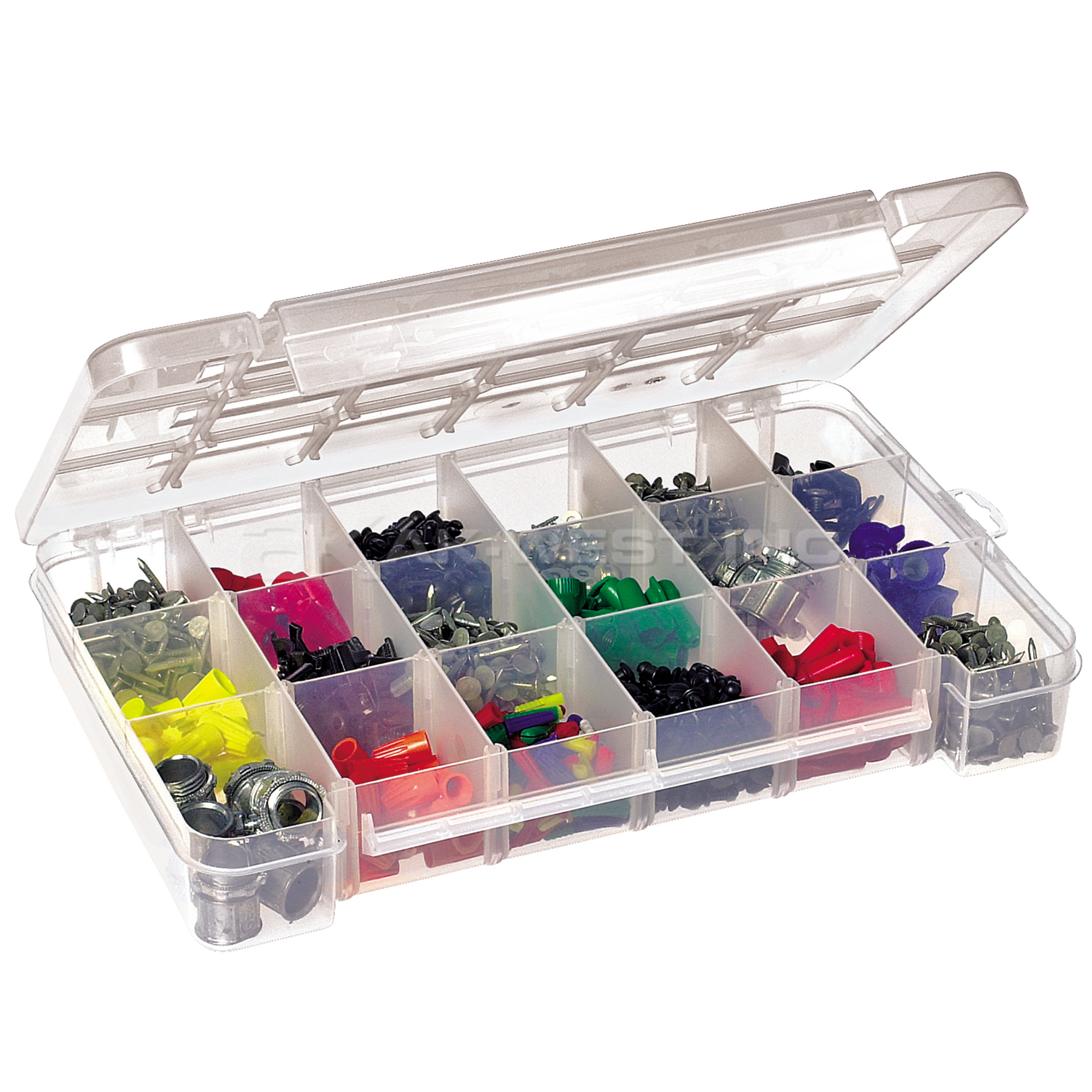 Clear, 14-3/8" x 9-1/2" x 2-1/2" Storage Case, 18 Compartments (6 Per Carton)