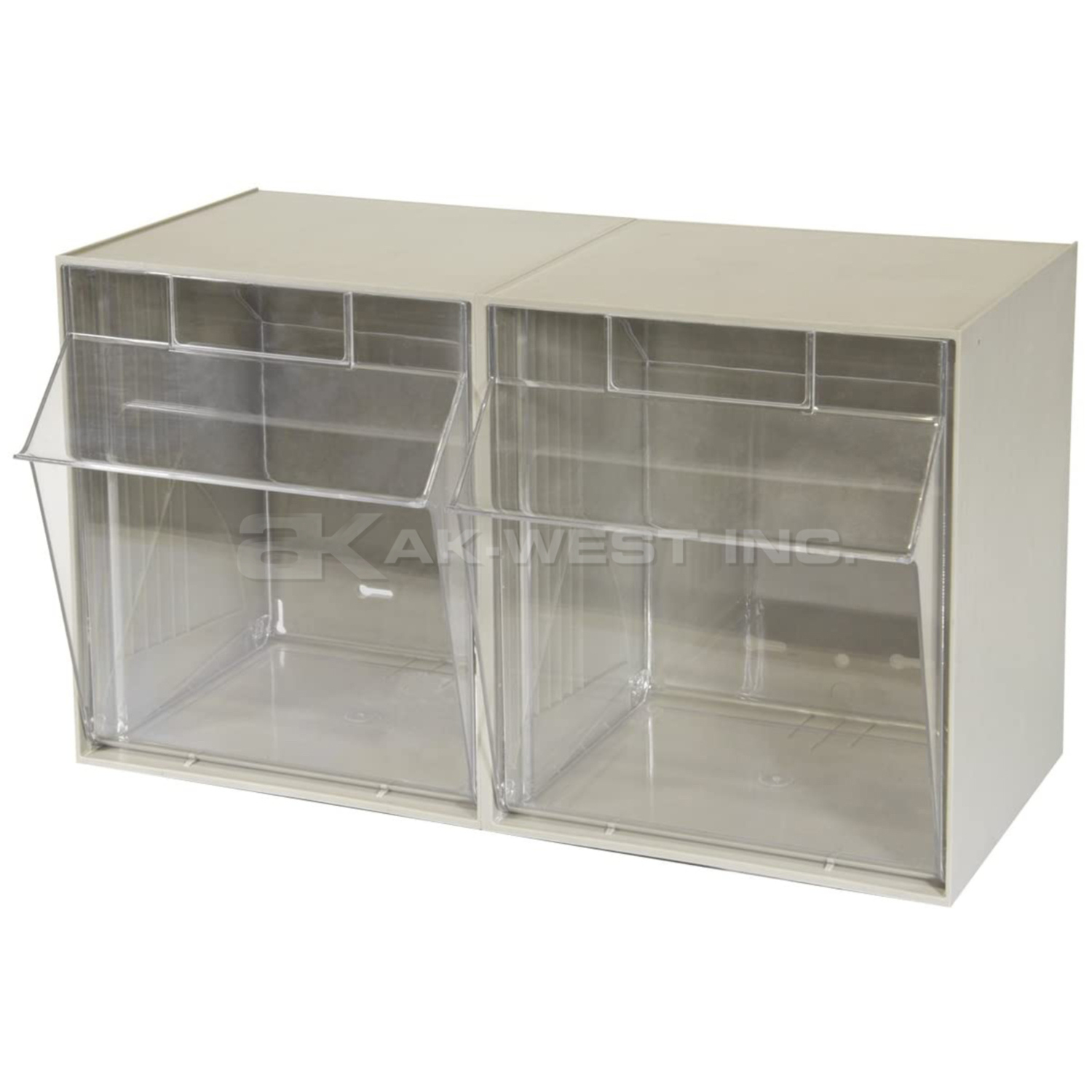 Beige, 12-5/16" x 23-5/8" x 14", 2 Compartment, Tilt View Bin (1 Per Carton)
