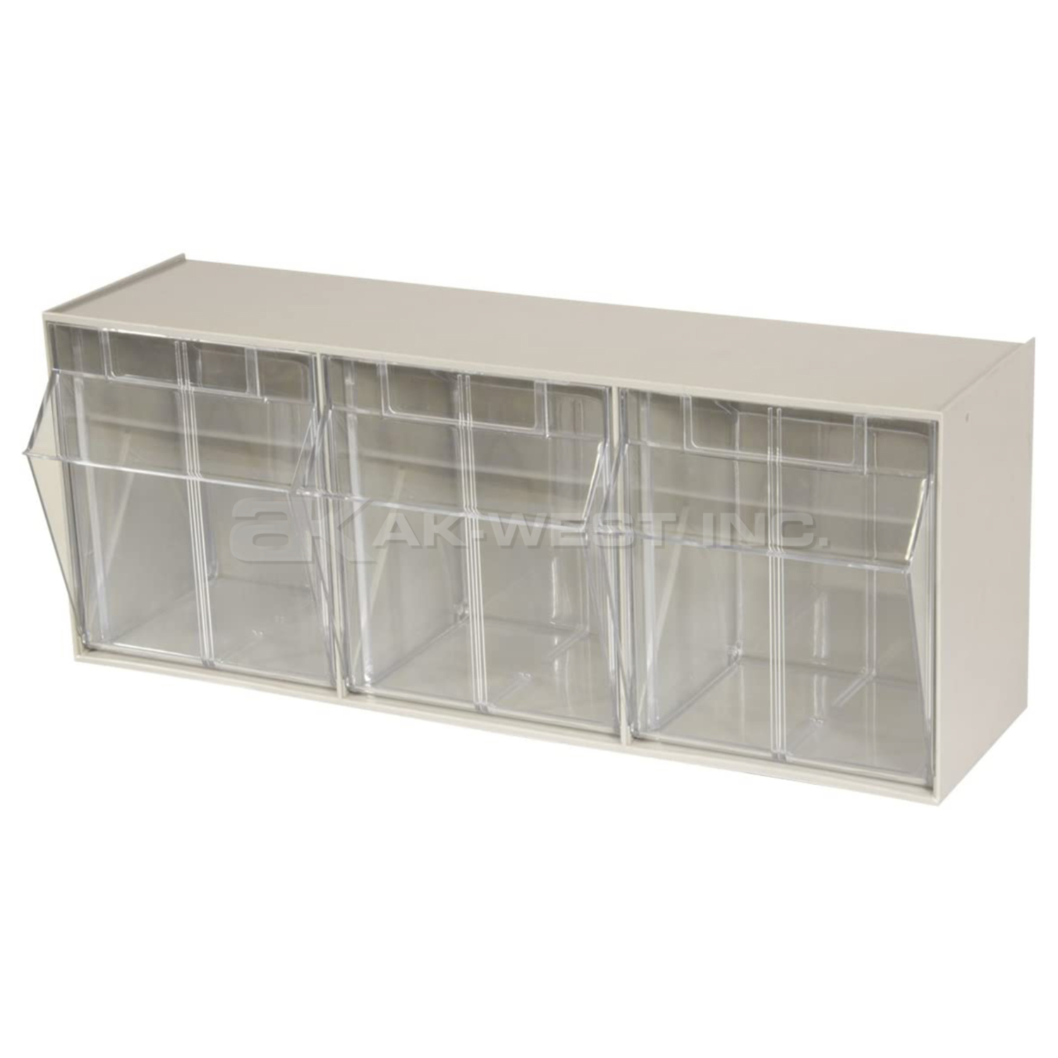 Beige, 7-7/8" x 23-5/8" x 9-7/16", 3 Compartment, Tilt View Bin (1 Per Carton)