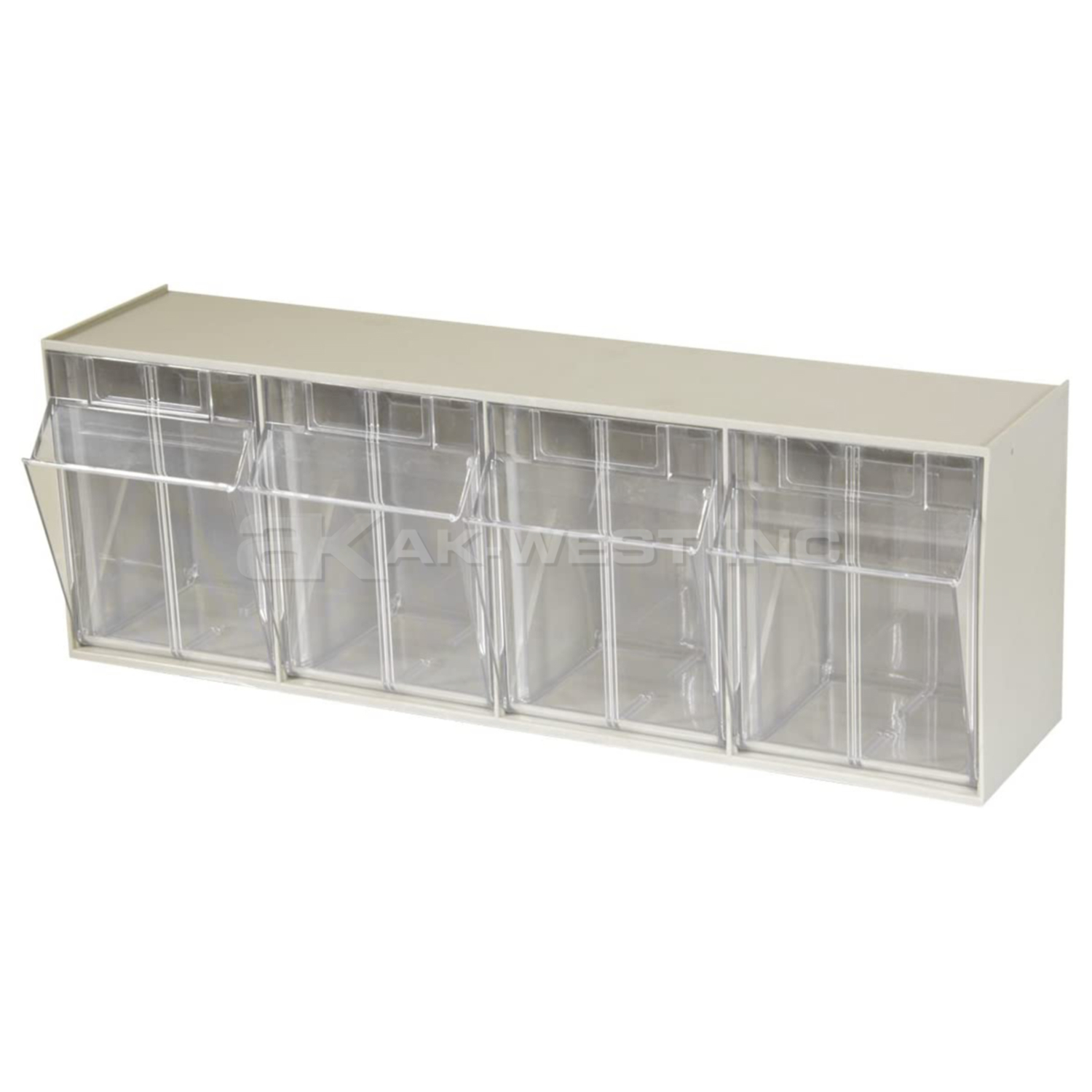 Beige, 6-3/4" x 23-5/8" x 8-3/16", 4 Compartment, Tilt View Bin (1 Per Carton)