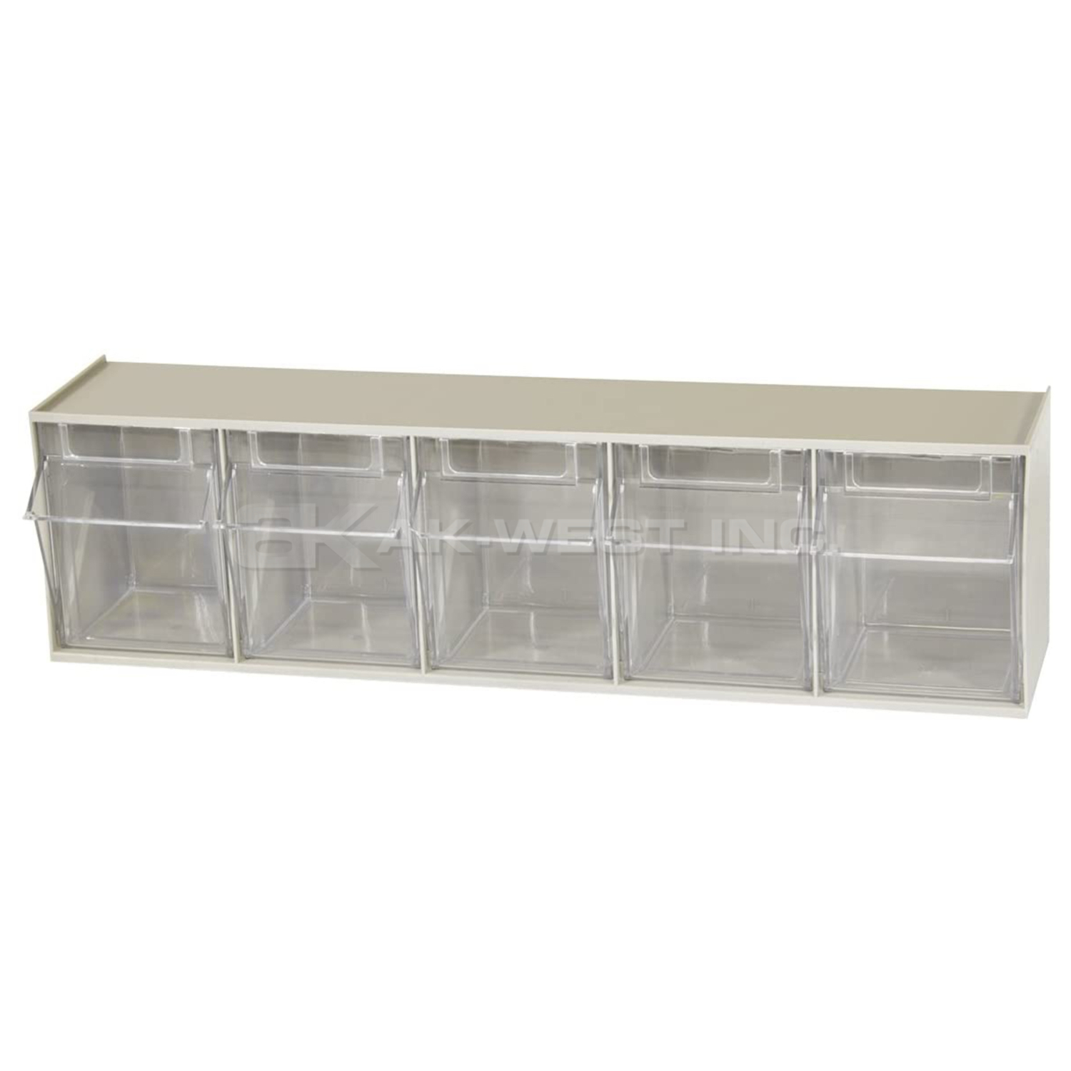 Beige, 5-3/8" x 23-5/8" x 6-1/2", 5 Compartment, Tilt View Bin (1 Per Carton)