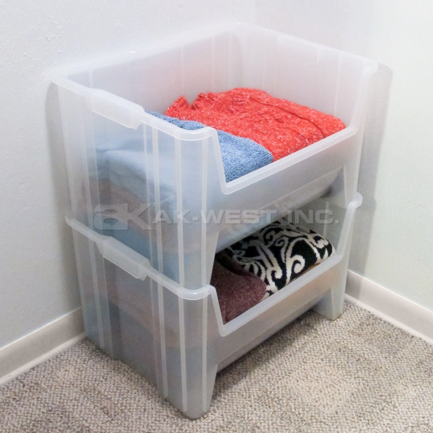 Clear, 15-1/4" x 19-7/8" x 12-7/16" Stack and Store Bin (3 Per Carton)
