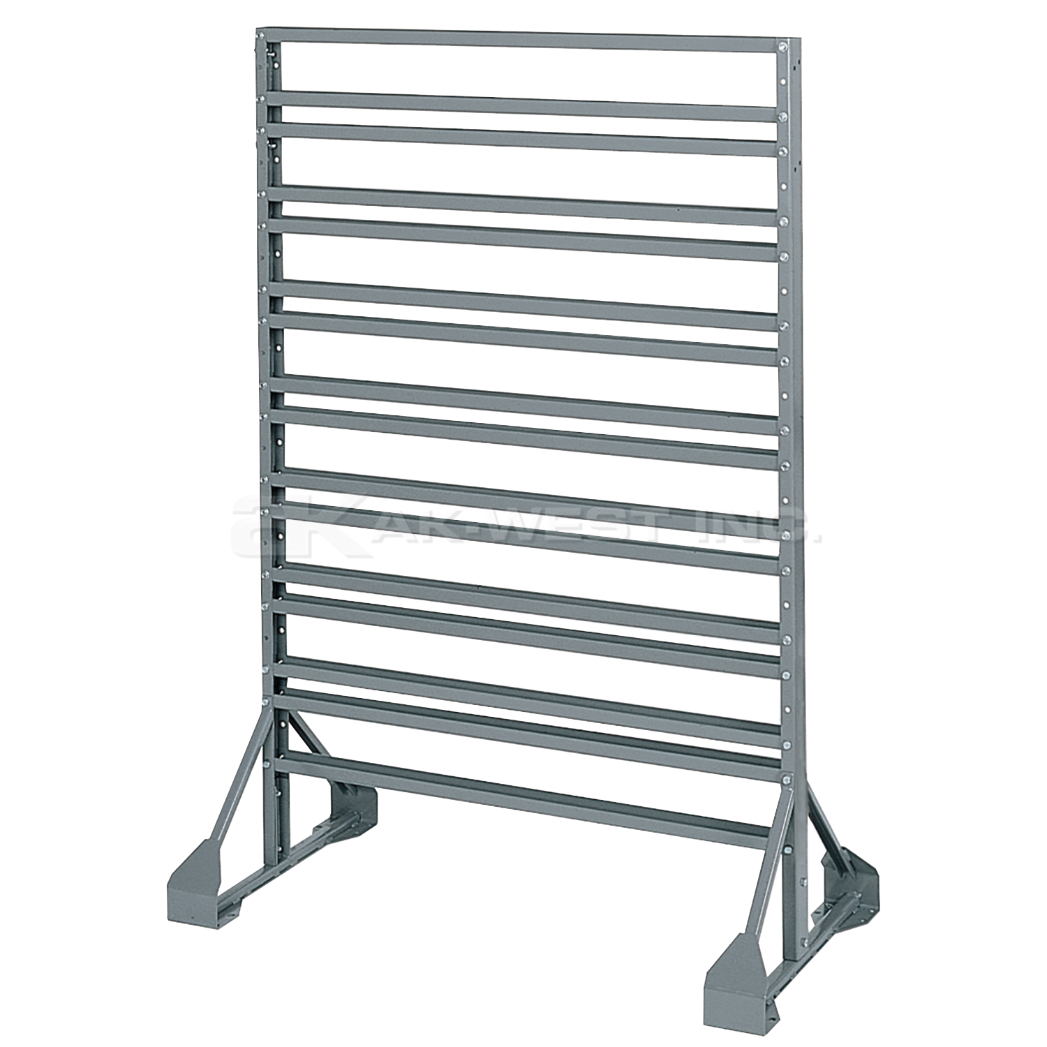 Grey, 36" x 20" x 53", 2 Sided, 16 Rail Bin Rack
