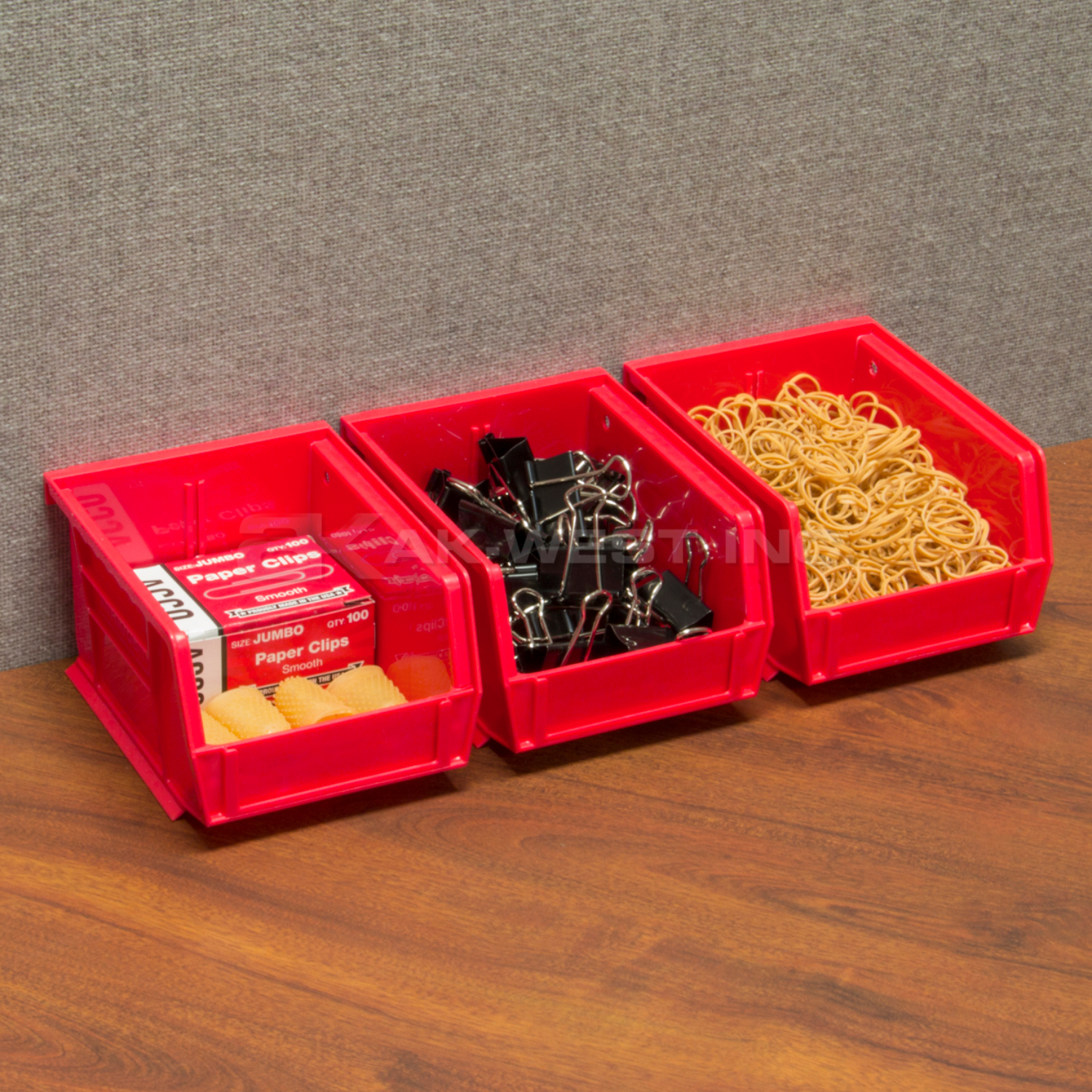 Red, 5-3/8" x 4-1/8" x 3" Hanging and Stacking Bin (24 Per Carton)