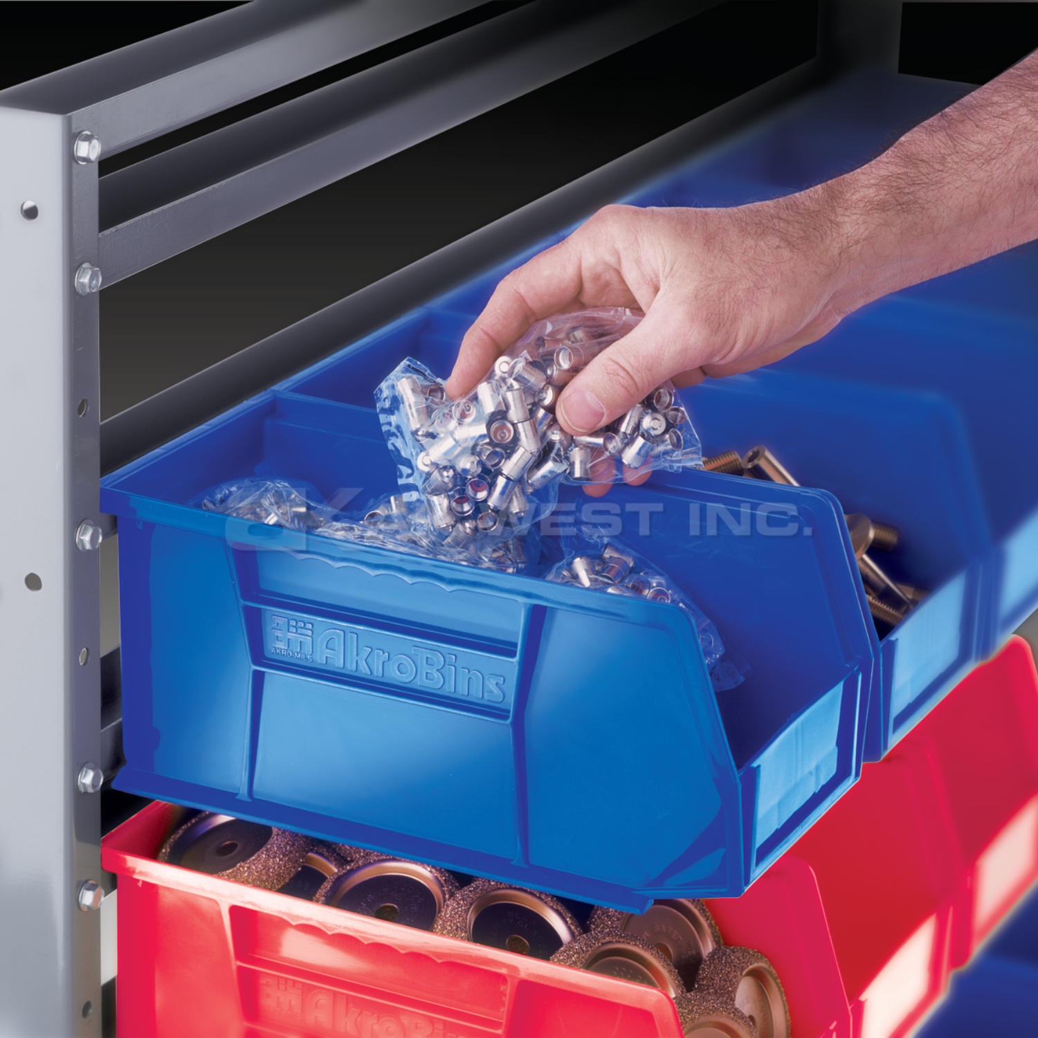 Red, 7-3/8" x 4-1/8" x 3" Hanging and Stacking Bin (24 Per Carton)