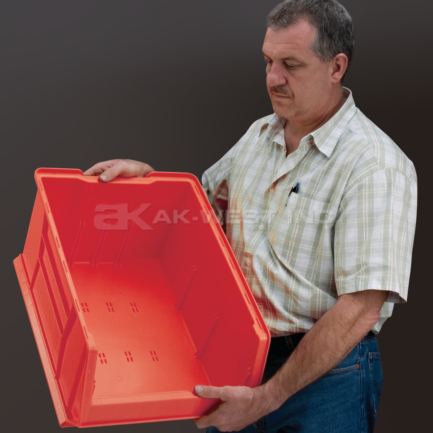 Red, 23-7/8" x 16-1/2" x 11" Stacking Shelf Bin (1 Per Carton)