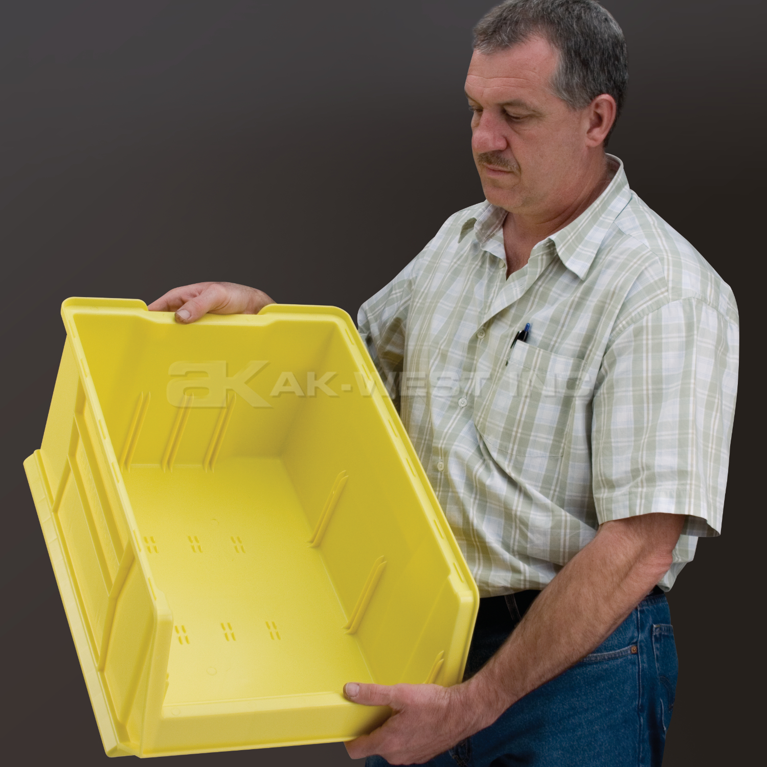 Yellow, 23-7/8" x 16-1/2" x 11" Stacking Shelf Bin (1 Per Carton)