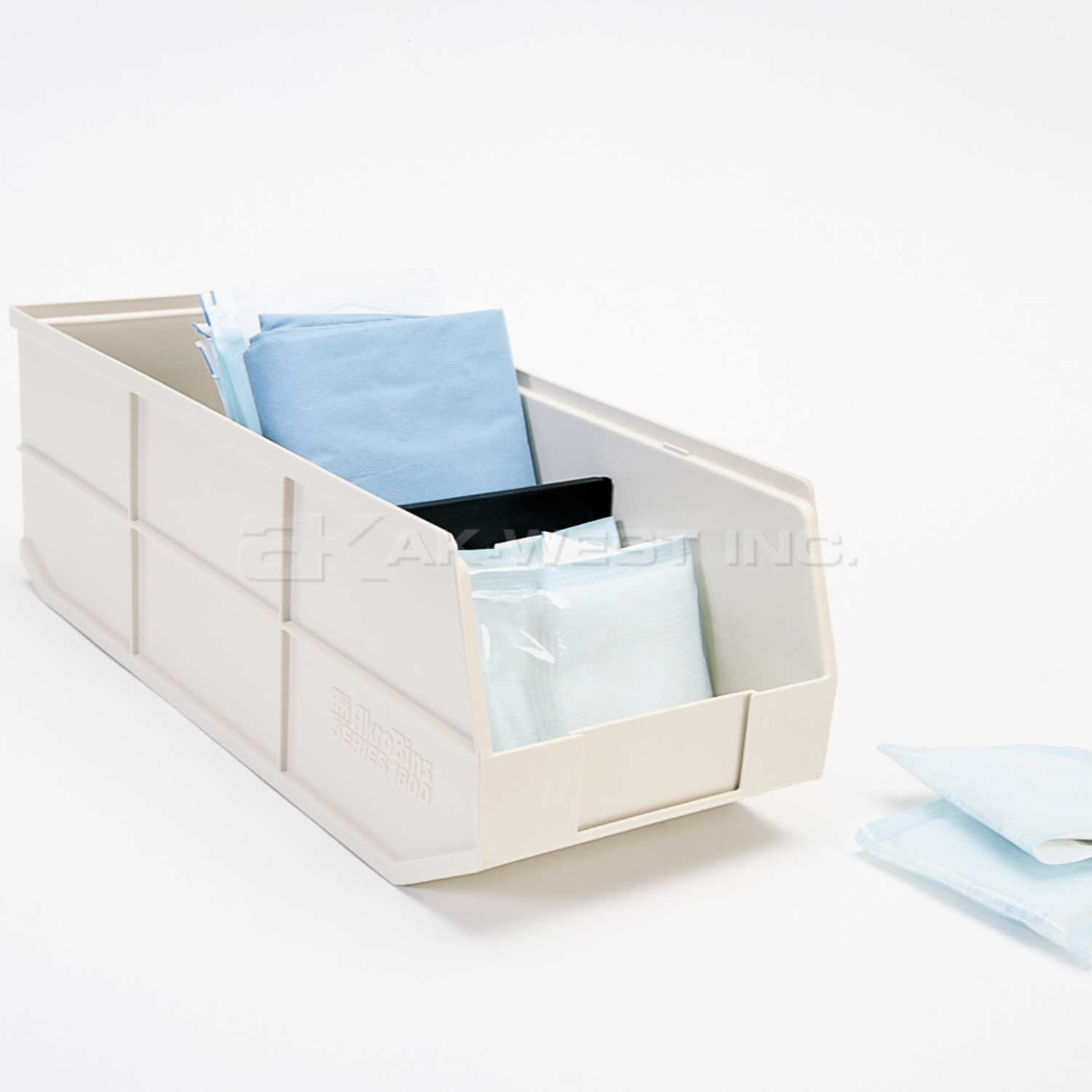 Beige, 20-1/2" x 11" x 7 Shelf Bin w/ 1 Divider (6 Per Carton)