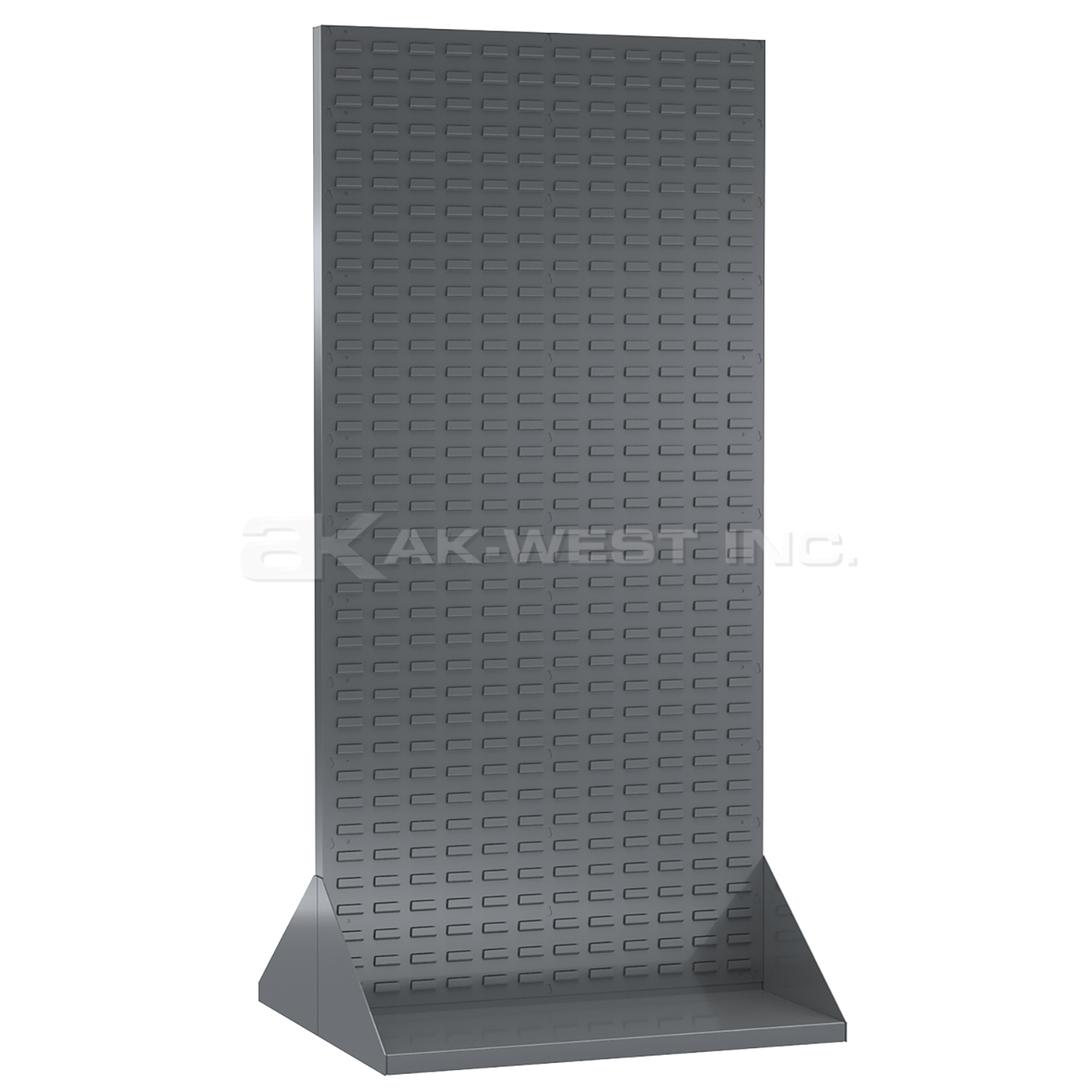Grey, 35-3/4" x 32" x 75" Double Sided Louvered Floor Rack