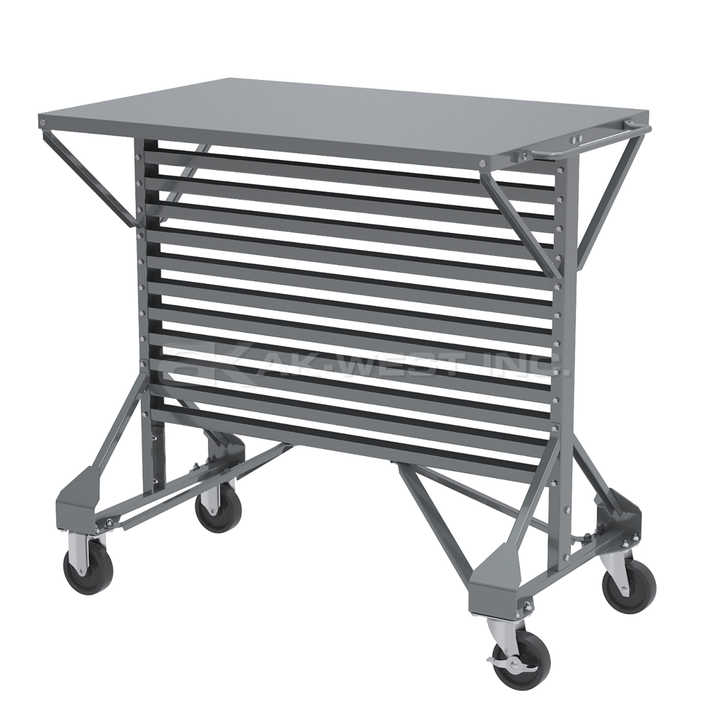 Grey, 38-1/2" x 24" x 36-1/2" Rail Mobile Cart