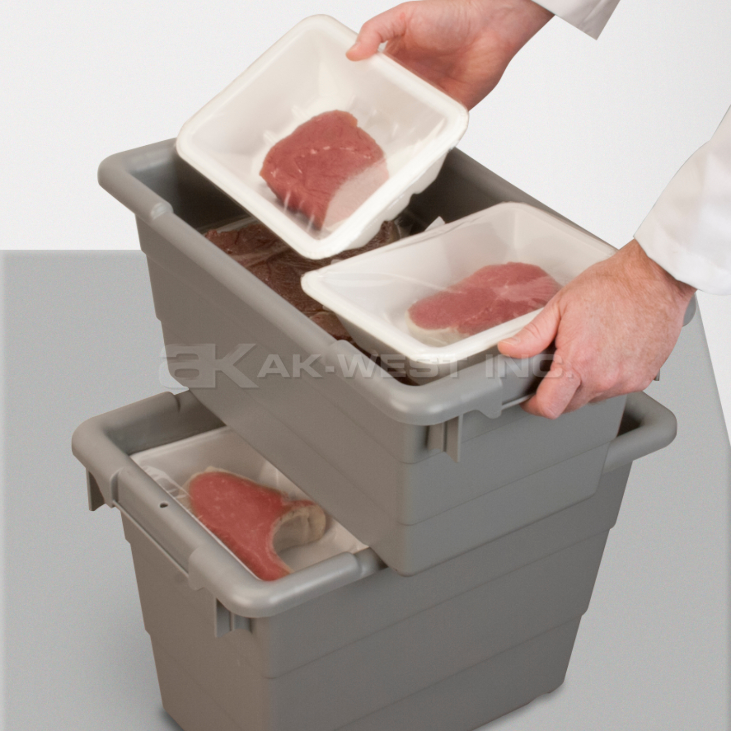 Grey, 23-1/4" x 17-1/4" x 8" Cross Stack and Nest Tote (6 Per Carton)