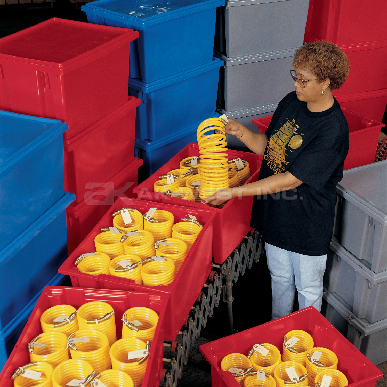 Blue, 18" x 11" x 6" Nest and Stack Tote (6 Per Carton)