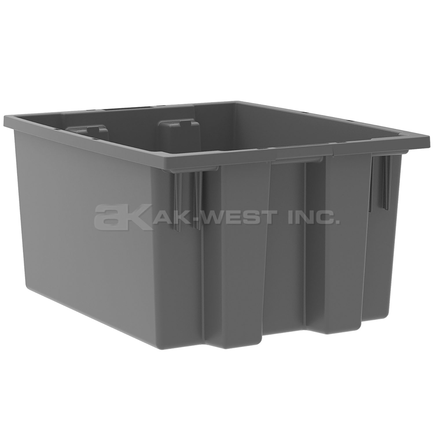 Grey, 19-1/2" x 15-1/2" x 10" Nest and Stack Tote (6 Per Carton)