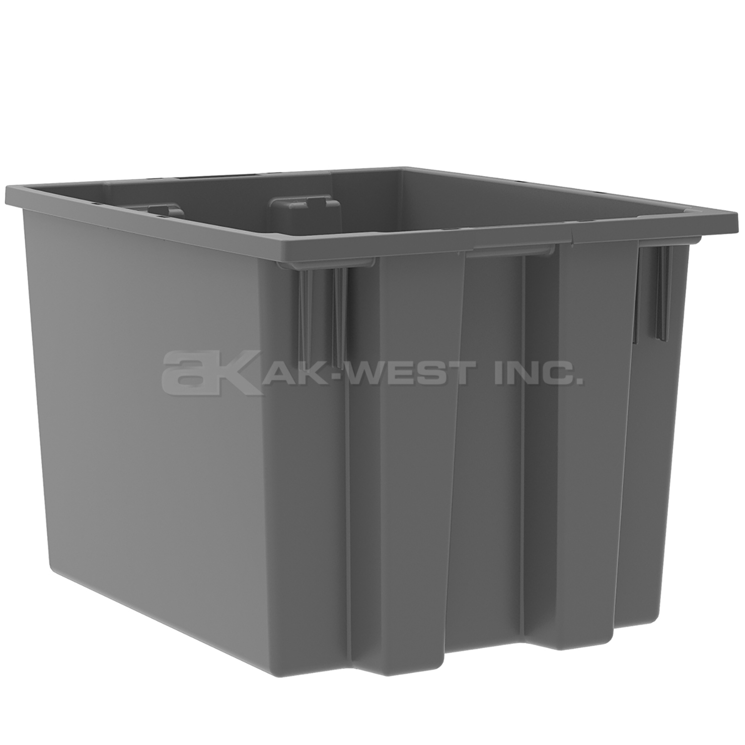 Grey, 19-1/2" x 15-1/2" x 13" Nest and Stack Tote (6 Per Carton)