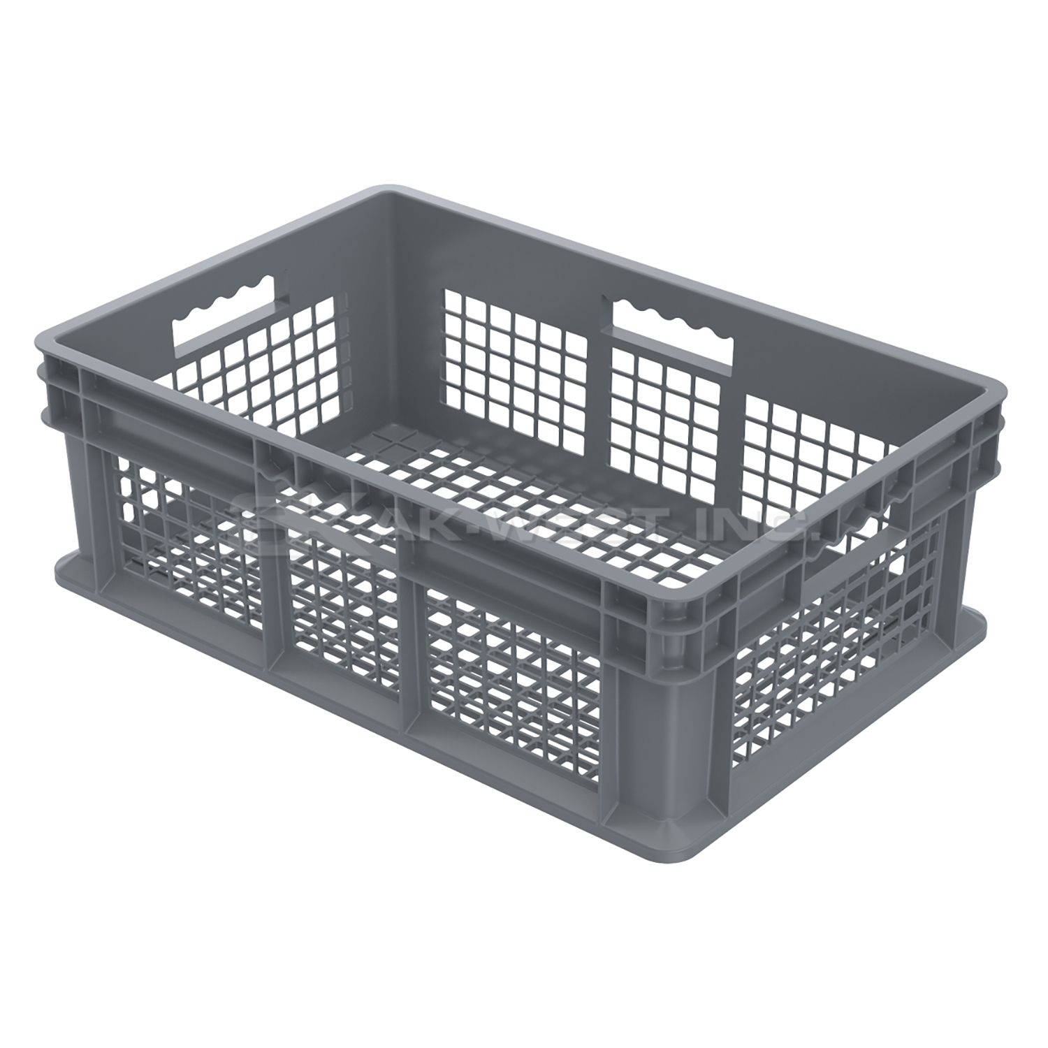 Grey, 23-3/4" x 15-3/4" x 8-1/4", Vented Side and Base, Straight Wall Container (4 Per Carton)