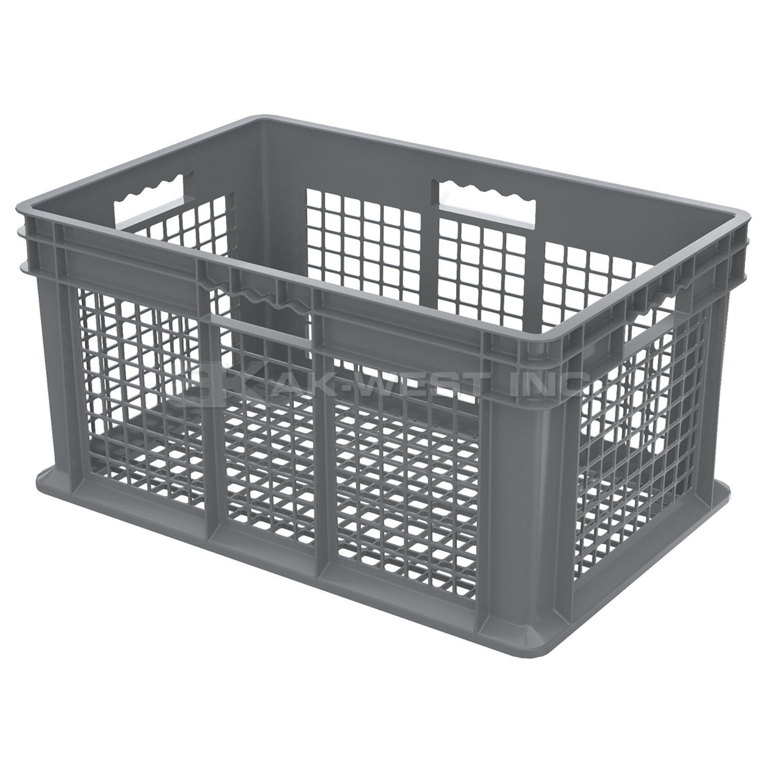 Grey, 23-3/4" x 15-3/4" x 12-1/4", Vented Side and Base, Straight Wall Container (3 Per Carton)