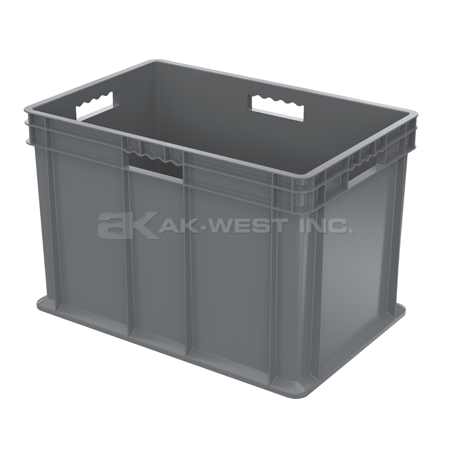 Grey, 23-3/4" x 15-3/4" x 16-1/8", Solid Side and Base, Straight Wall Container (2 Per Carton)