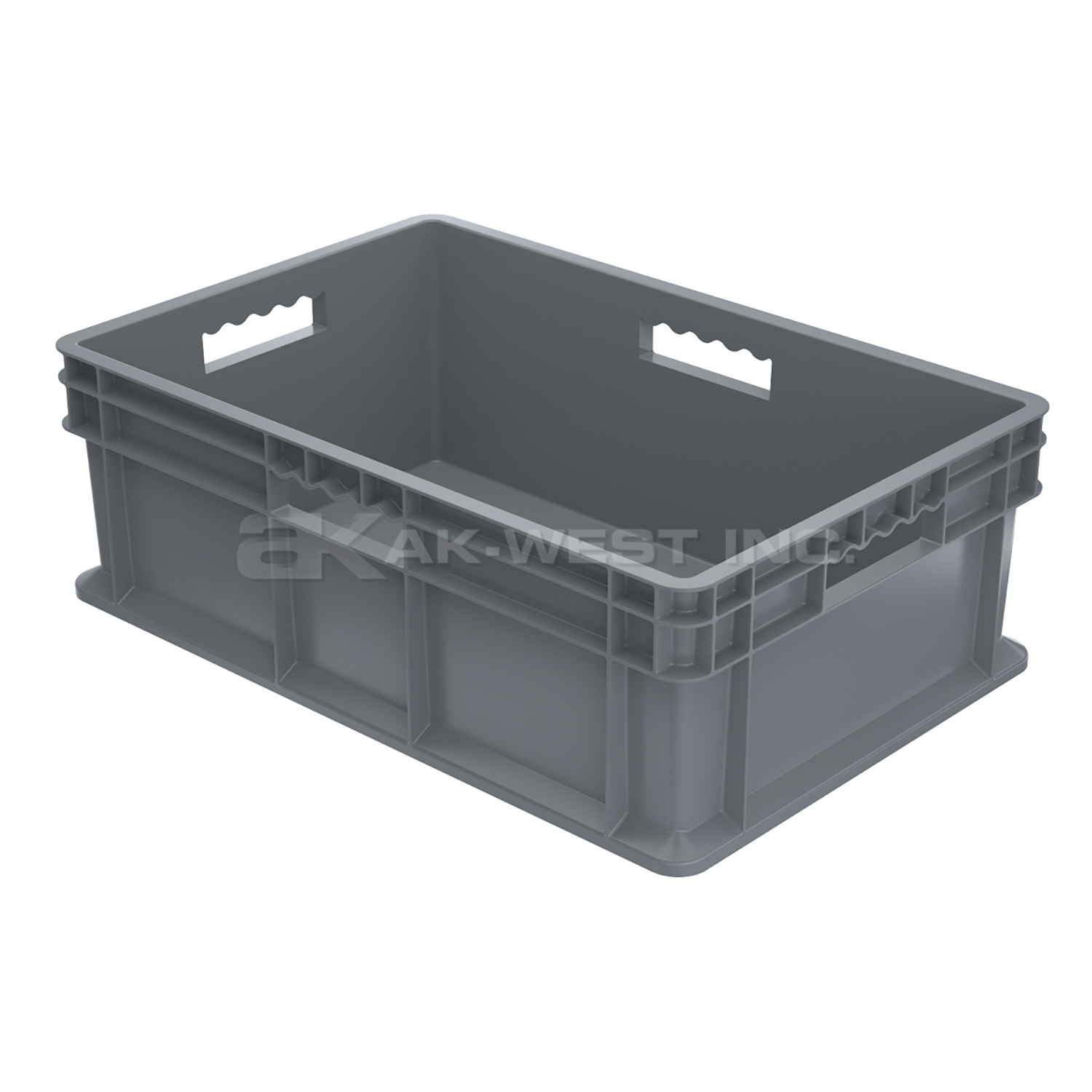 Grey, 23-3/4" x 15-3/4" x 8-1/4", Solid Side and Base, Straight Wall Container (4 Per Carton)