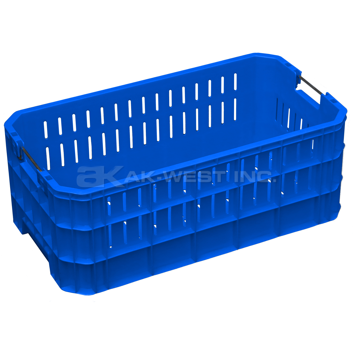 Blue, 19"L x 11"W x 8"H Vented Handsfree Crate