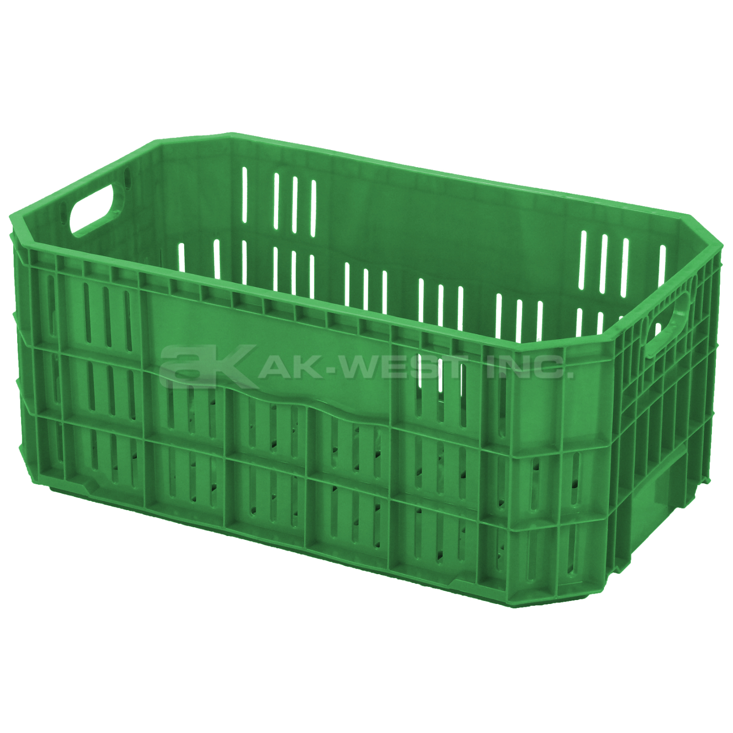 Green, 20"L x 12"W x 8"H Vented Handsfree Crate