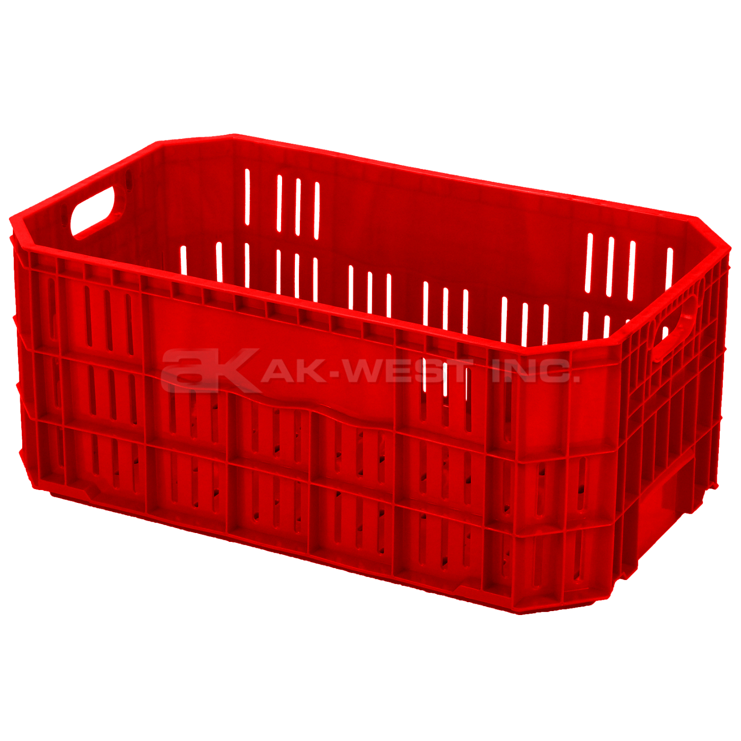 Red, 20"L x 12"W x 8"H Vented Handsfree Crate