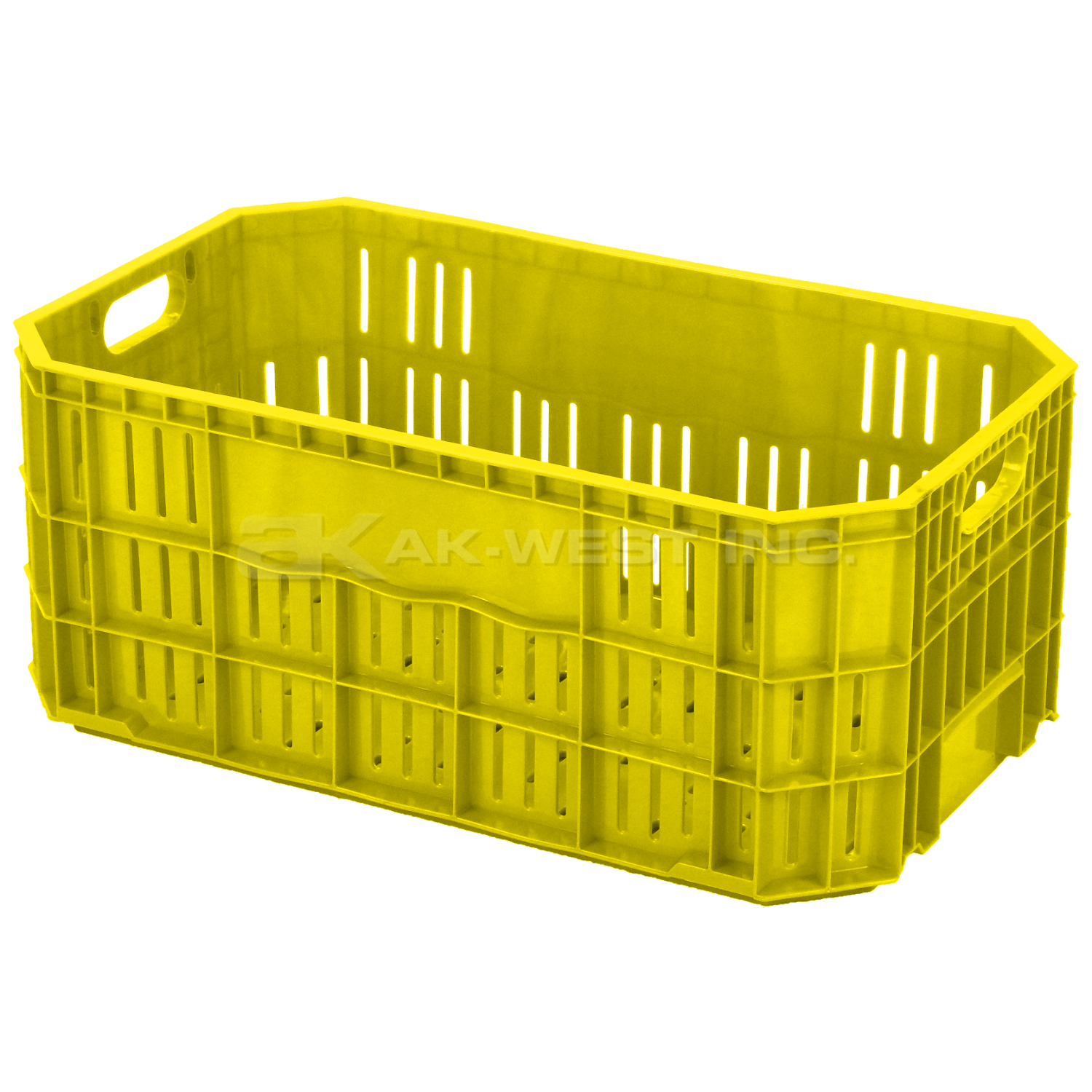 Yellow, 20"L x 12"W x 8"H Vented Handsfree Crate