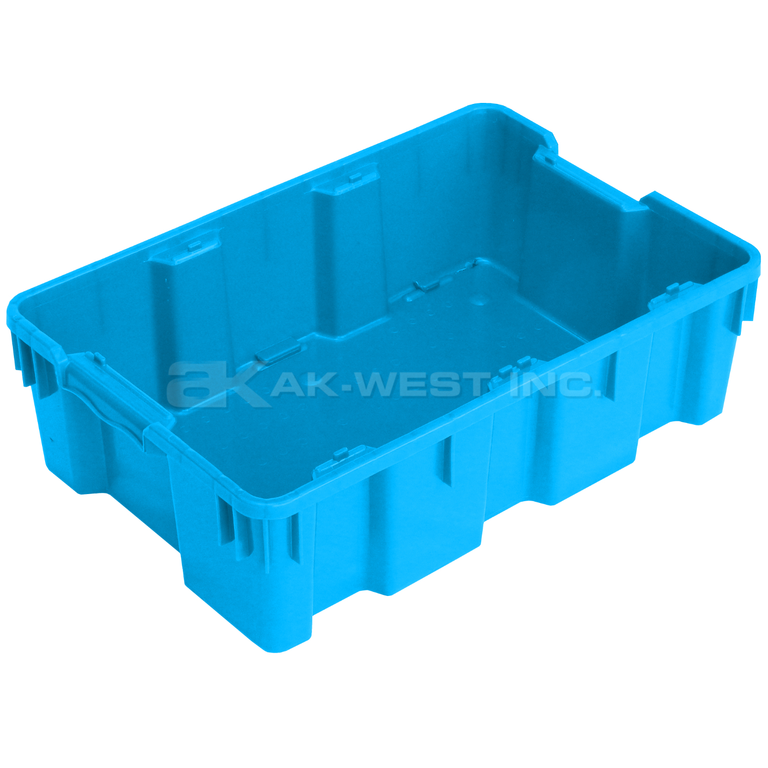 Lt. Blue, 24"L x 16"W x 7"H Stack and Nest Container w/ Solid Sides and Base