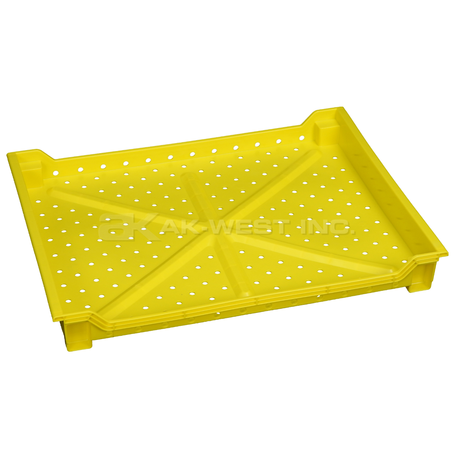 Yellow, 24"L x 18"W x 3"H Stackable Tray w/ Vented Sides and Base