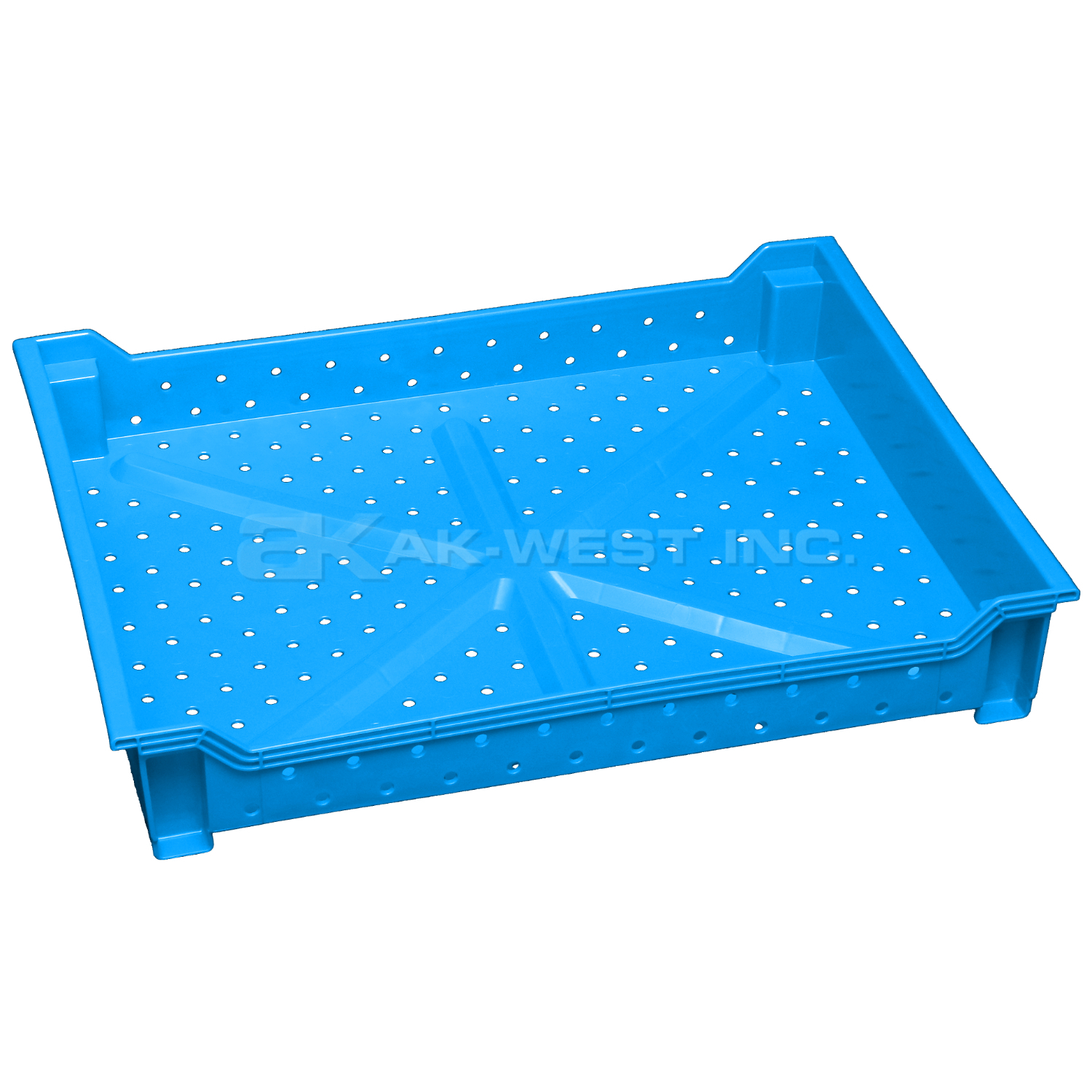 Lt. Blue, 24"L x 18"W x 4"H Stackable Tray w/ Vented Sides and Base