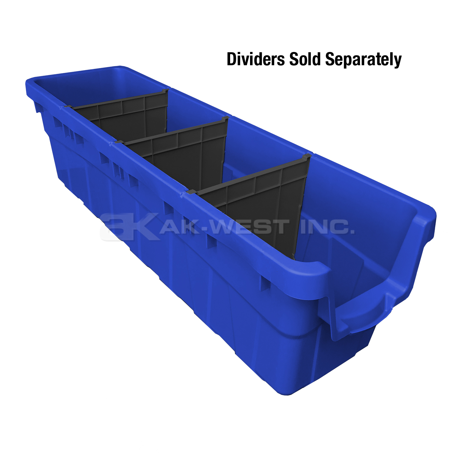 Blue, 42" x 11.5" x 11.5", 3 Divider Slots, Nesting Rack Bin