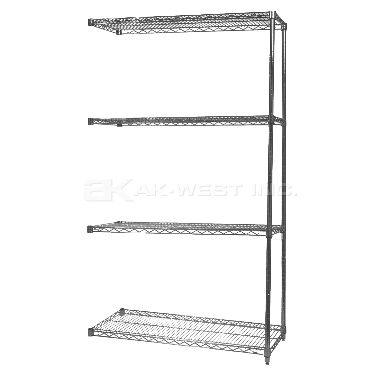 Grey, 24"D x 48"W x 54"H, 4 Shelf, Wire Shelving Adder Kit