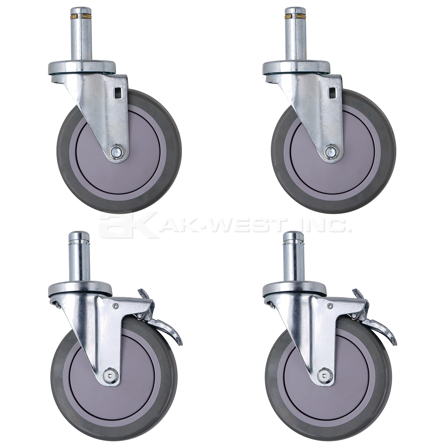 5" Polyurethane Casters, 2 w/ Brakes, 2 w/o Brakes