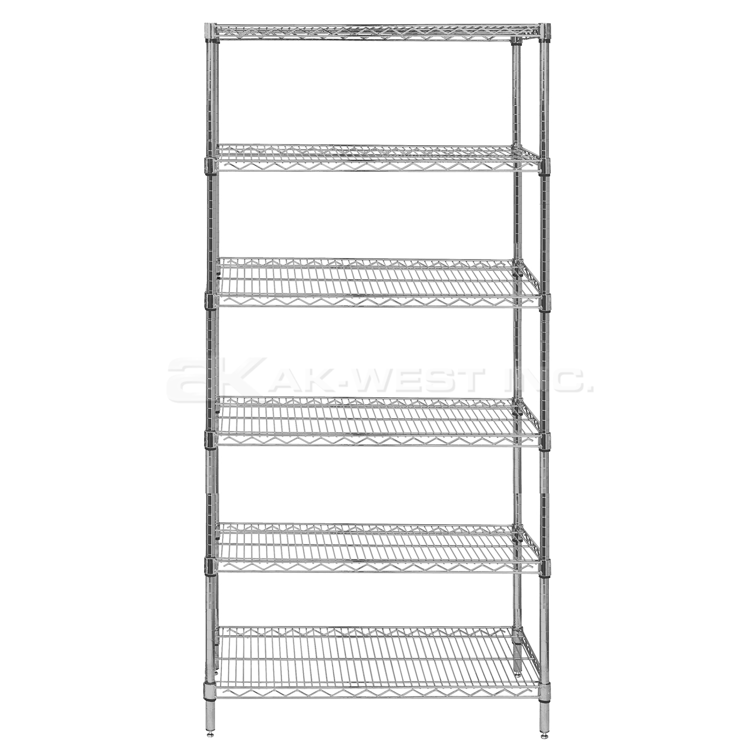 Chrome, 18"D x 36"W x 63"H, 6 Shelf, Wire Shelving Starter Kit