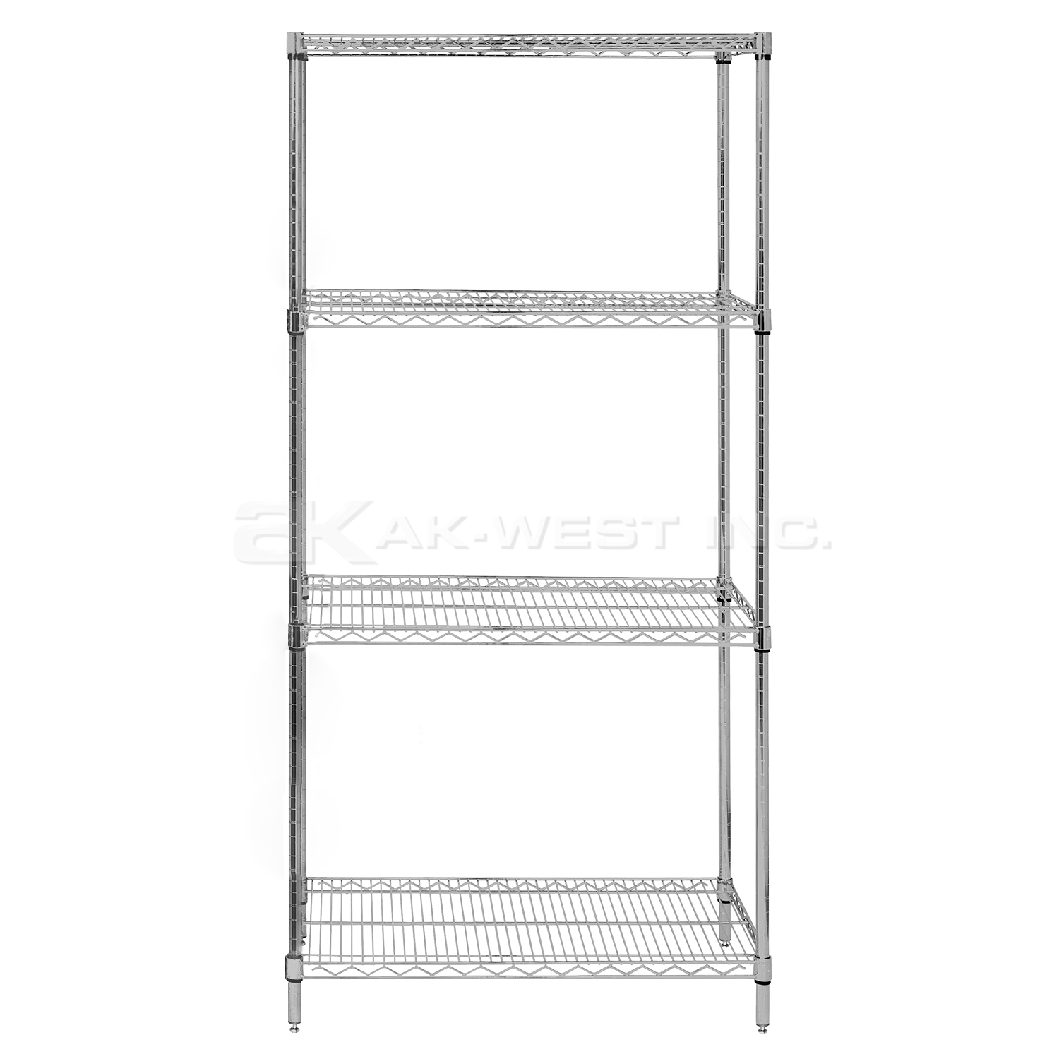 Chrome, 24"D x 36"W x 63"H, 4 Shelf, Wire Shelving Starter Kit