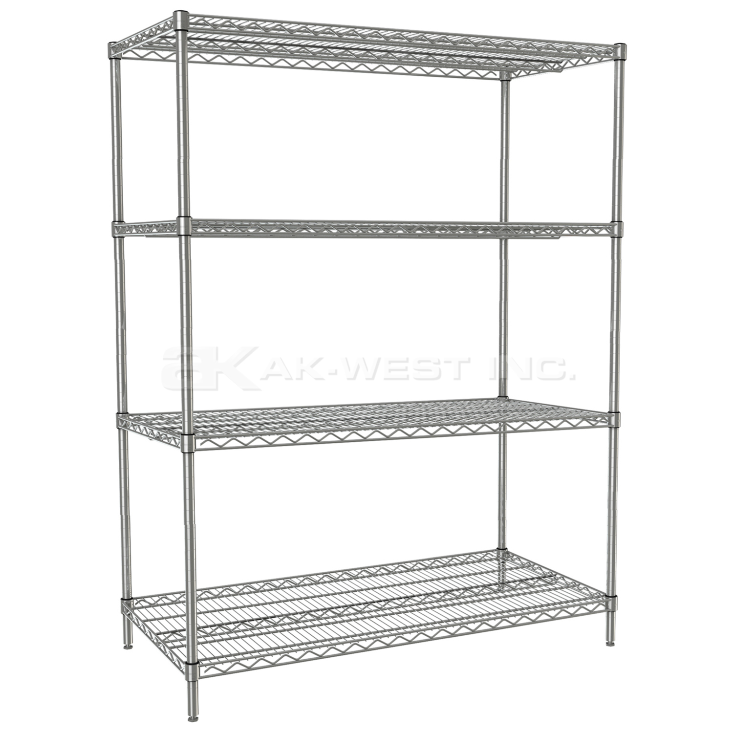 Chrome, 24"D x 48"W x 63"H, 4 Shelf, Wire Shelving Starter Kit