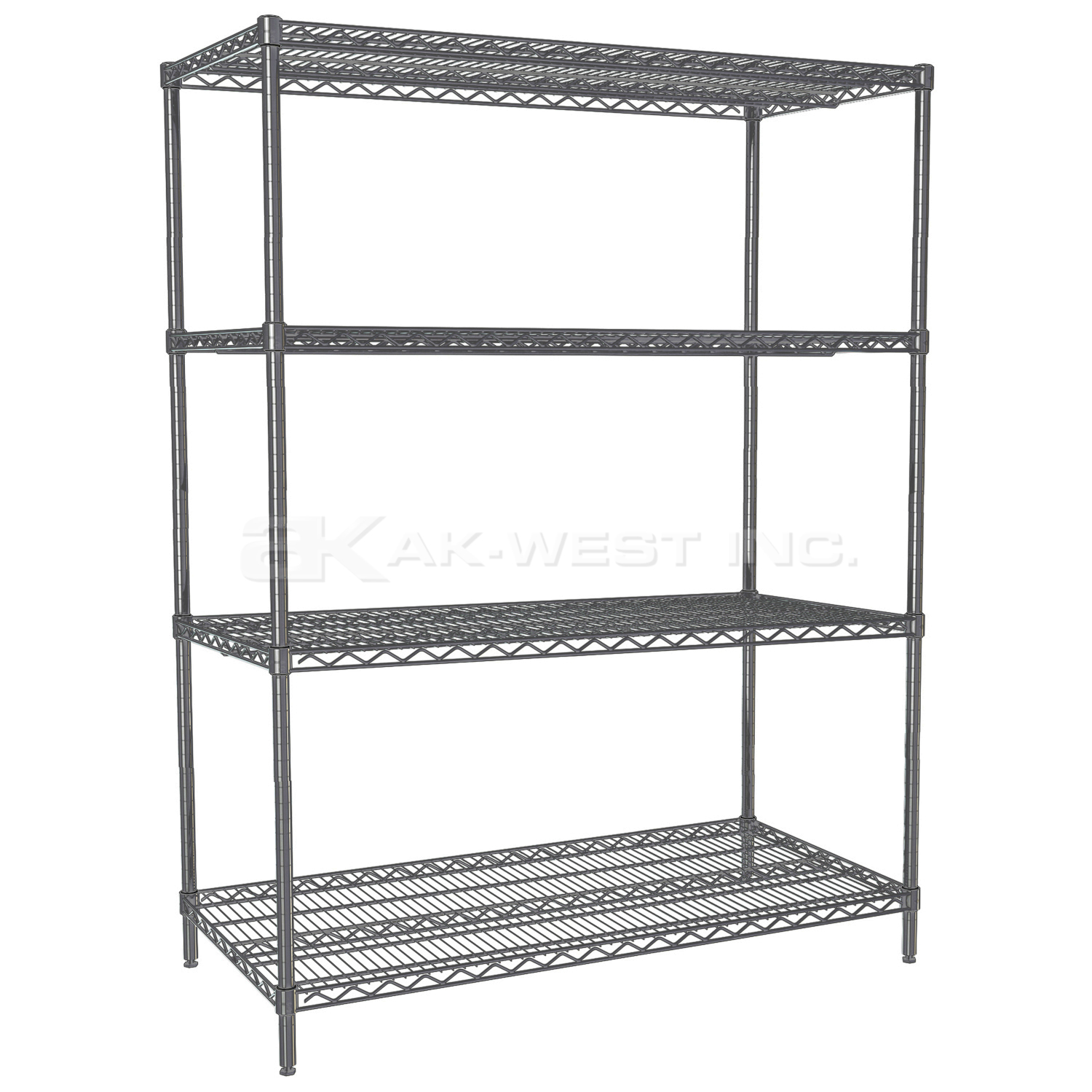 Grey, 24"D x 48"W x 63"H, 4 Shelf, Wire Shelving Starter Kit