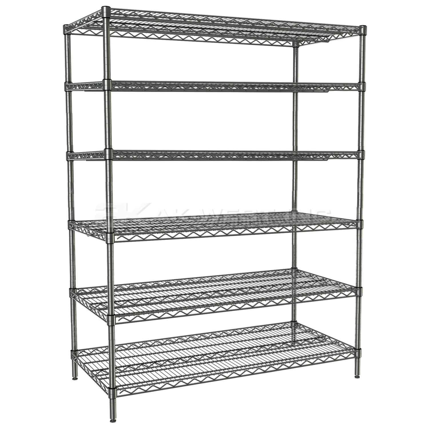 Grey, 24"D x 48"W x 63"H, 6 Shelf, Wire Shelving Starter Kit