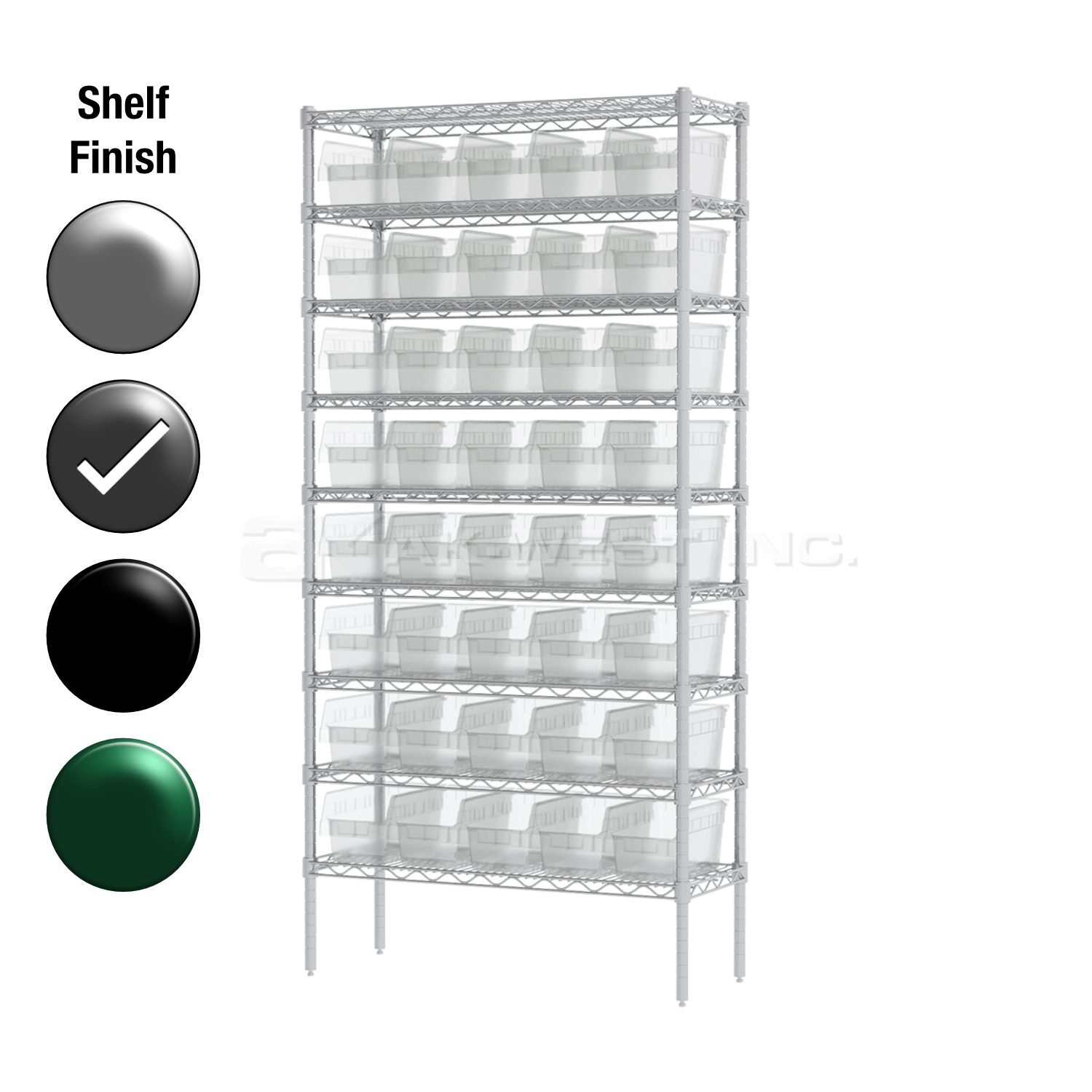 12"D x 36"W x 74"H Grey Epoxy Shelf w/ (9) Shelves and (40) 30090s