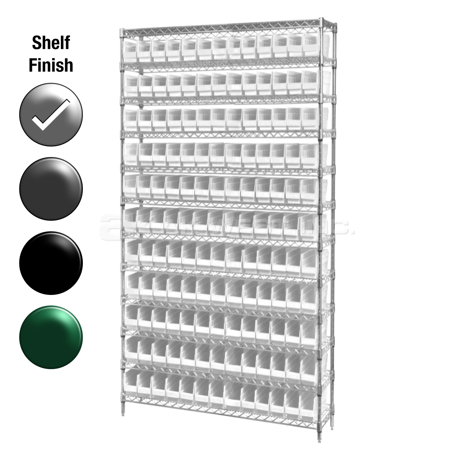 12"D x 36"W x 74"H Chrome Shelf w/ (12) Shelves and (132) 30110s