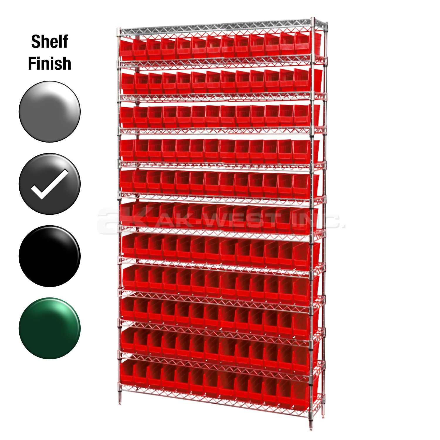 12"D x 36"W x 74"H Grey Epoxy Shelf w/ (12) Shelves and (132) 30110s