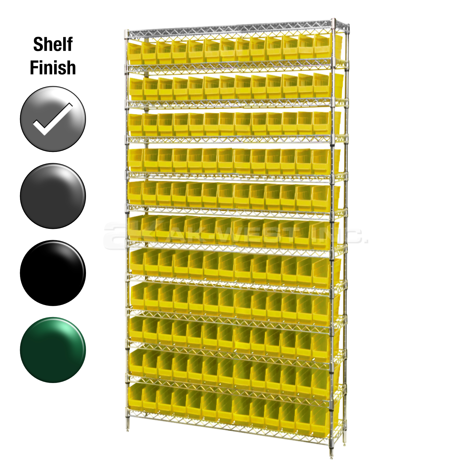 12"D x 36"W x 74"H Chrome Shelf w/ (12) Shelves and (132) 30110s